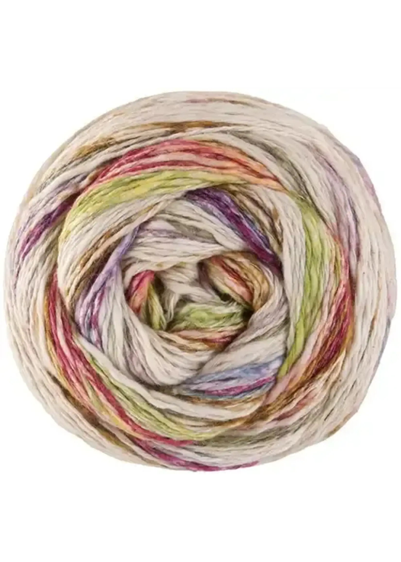 Lana Grossa Lana Grossa - Gomitolo Hippie - 3034 Limoengroen/Natuur/Amber/Lichtbenzine/Zwarte Bes/Fuchsia/Geel