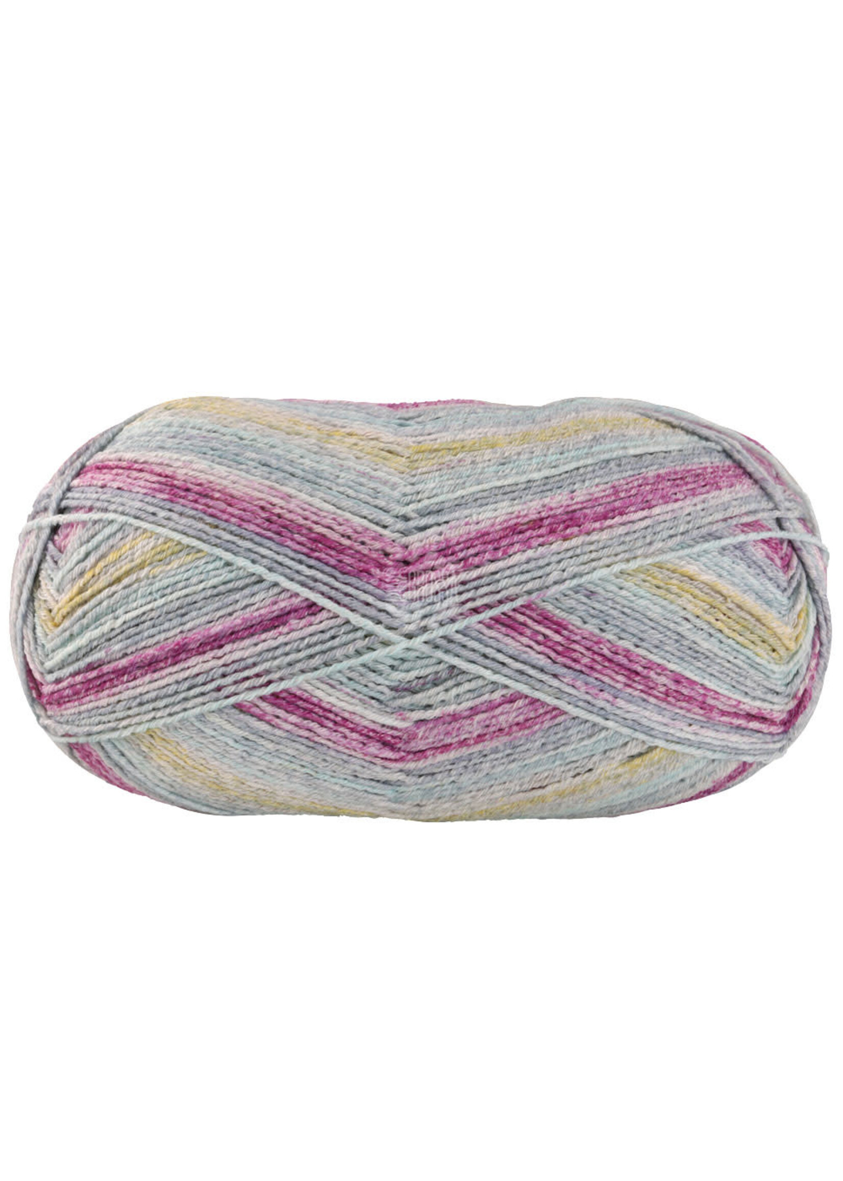 Lana Grossa Lana Grossa - Cotone Vegano Arancia Meilenweit - 100 gram - 6171 Donker fuchsia/lichtgrijs/naturel/mint/mosterdgeel