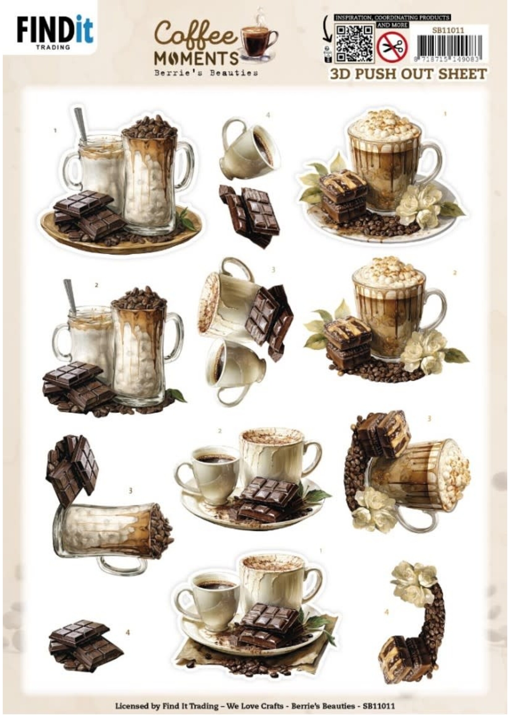 Find it Trading 3D Push out Sheet - Berries Beauties - Coffee Moments - Cacao