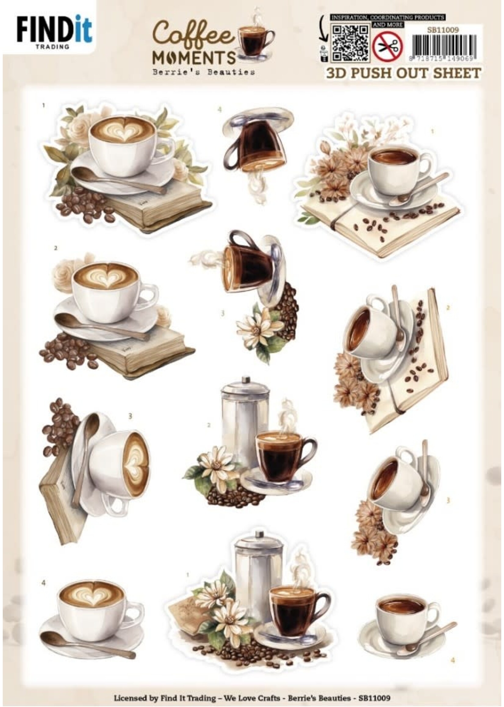 Find it Trading 3D Push out Sheet - Berries Beauties - Coffee Moments - Cup of Coffee