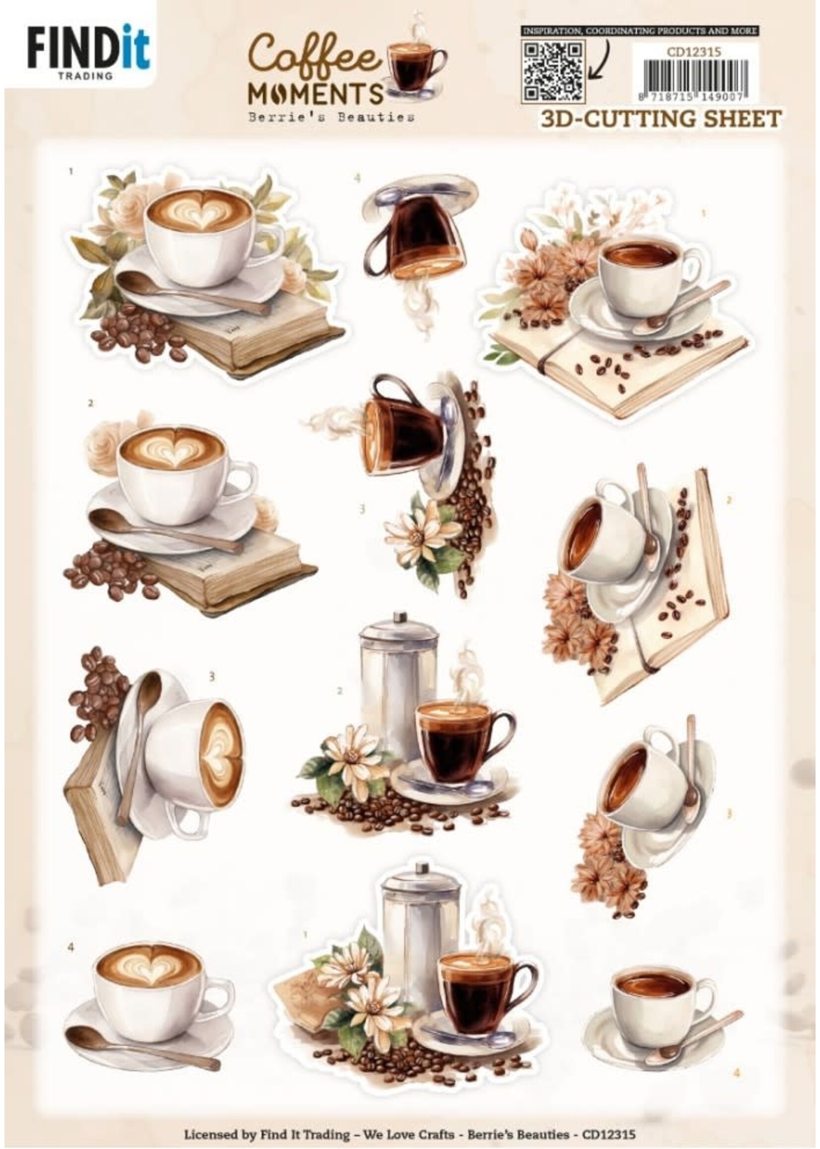 Find it Trading 3D Cutting Sheet - Berries Beauties - Coffee Moments - Cup of Coffee