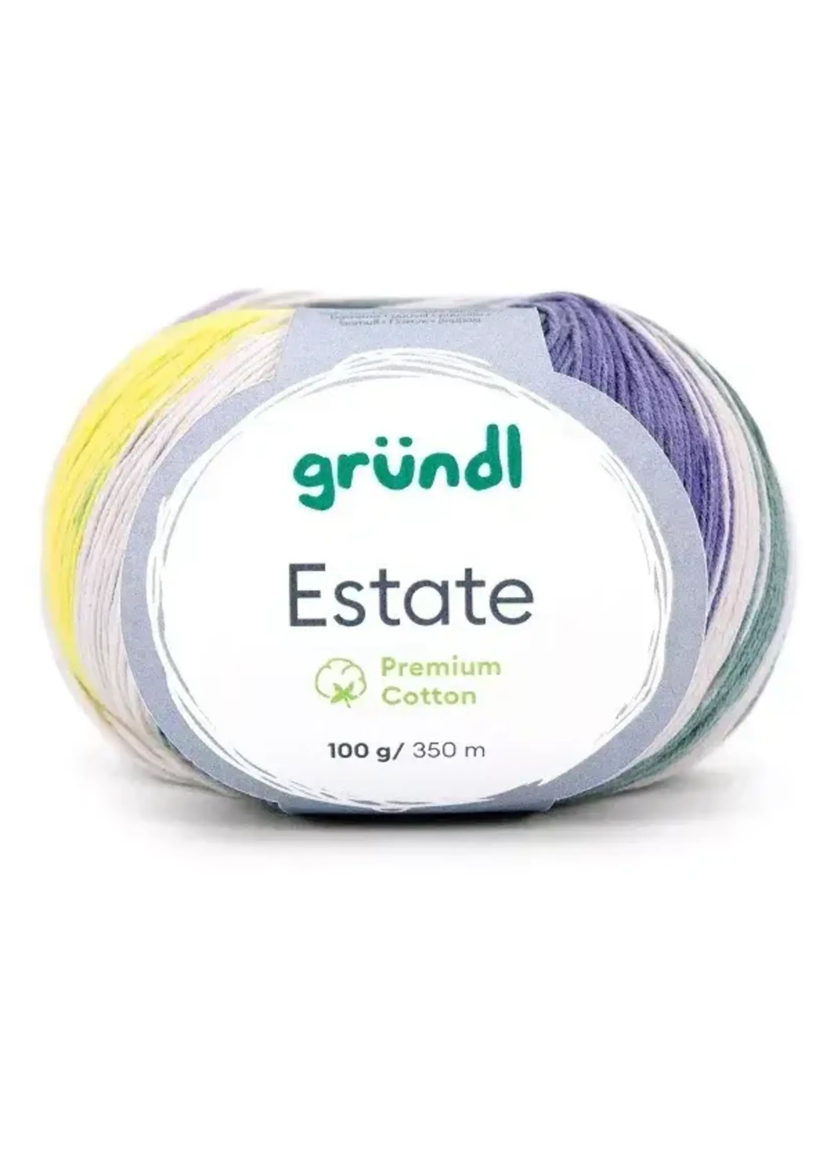 Grundl GRÜNDL WOLLE PREMIUM COTTON ESTATE 100g 350M Violet/wit/citroën