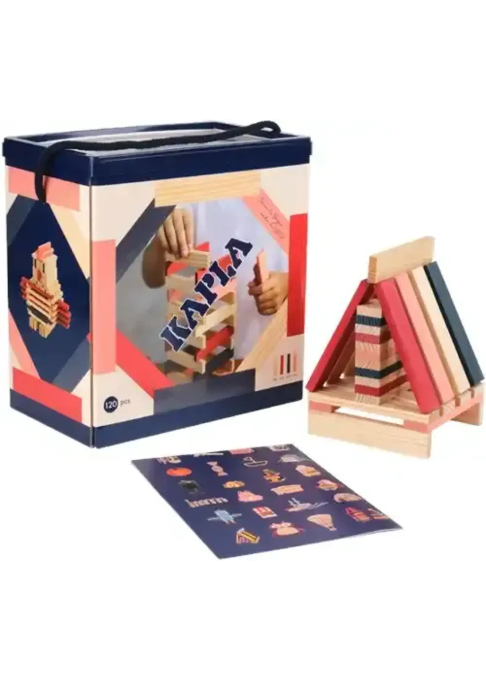 Kapla Kapla - 120 BOX blue, red, pink : 90 natural + 30 coloured planks