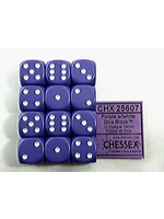 Chessex Opaque Purple/white D6 16mm Dobbelsteen (Enkel)