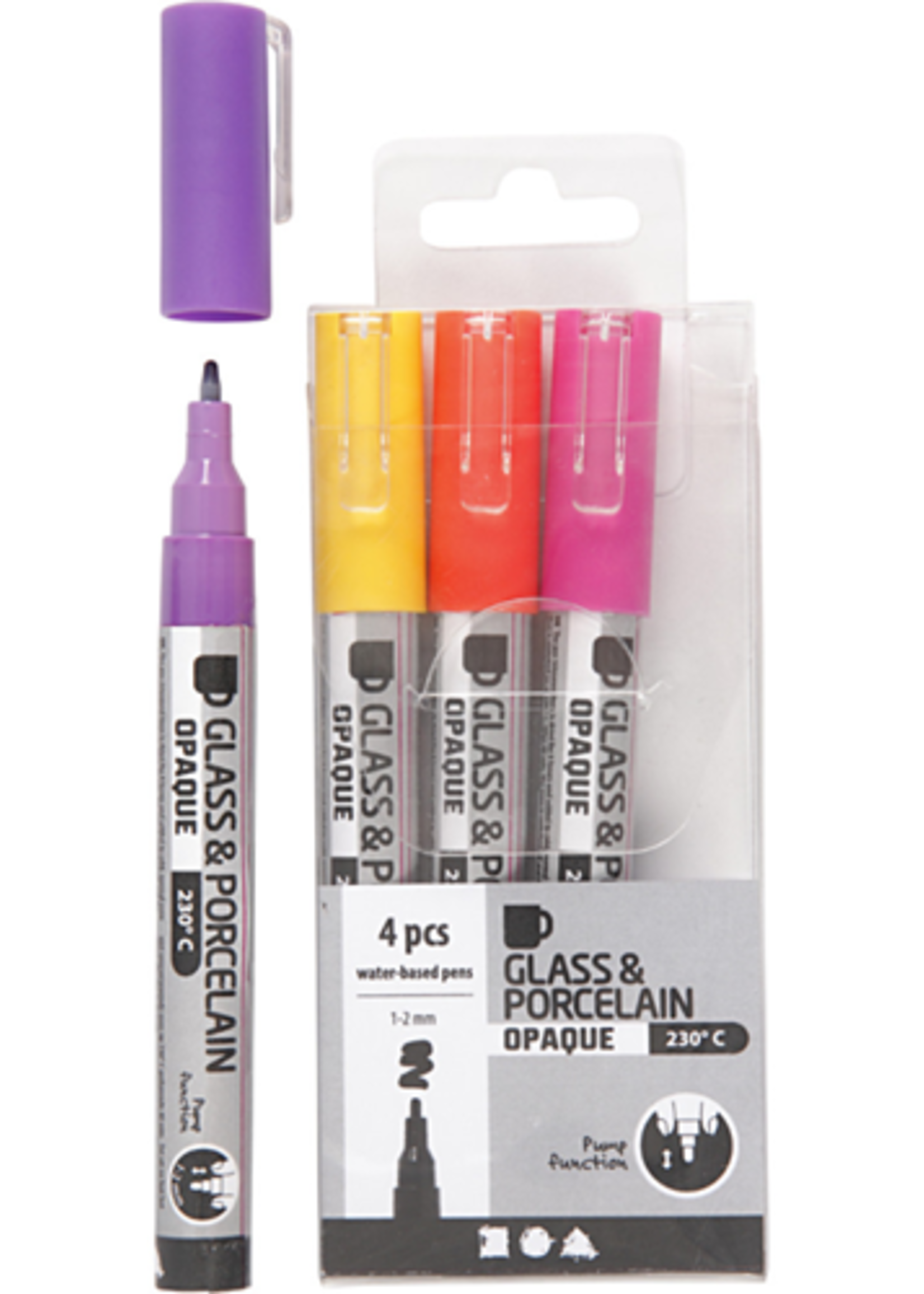 CChobby CC Glas- en Porseleinstift Dekkend Set Secundair 4 stuks