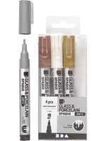 CChobby CC Glas- en Porseleinstift Dekkend Set Metallic 4 stuks