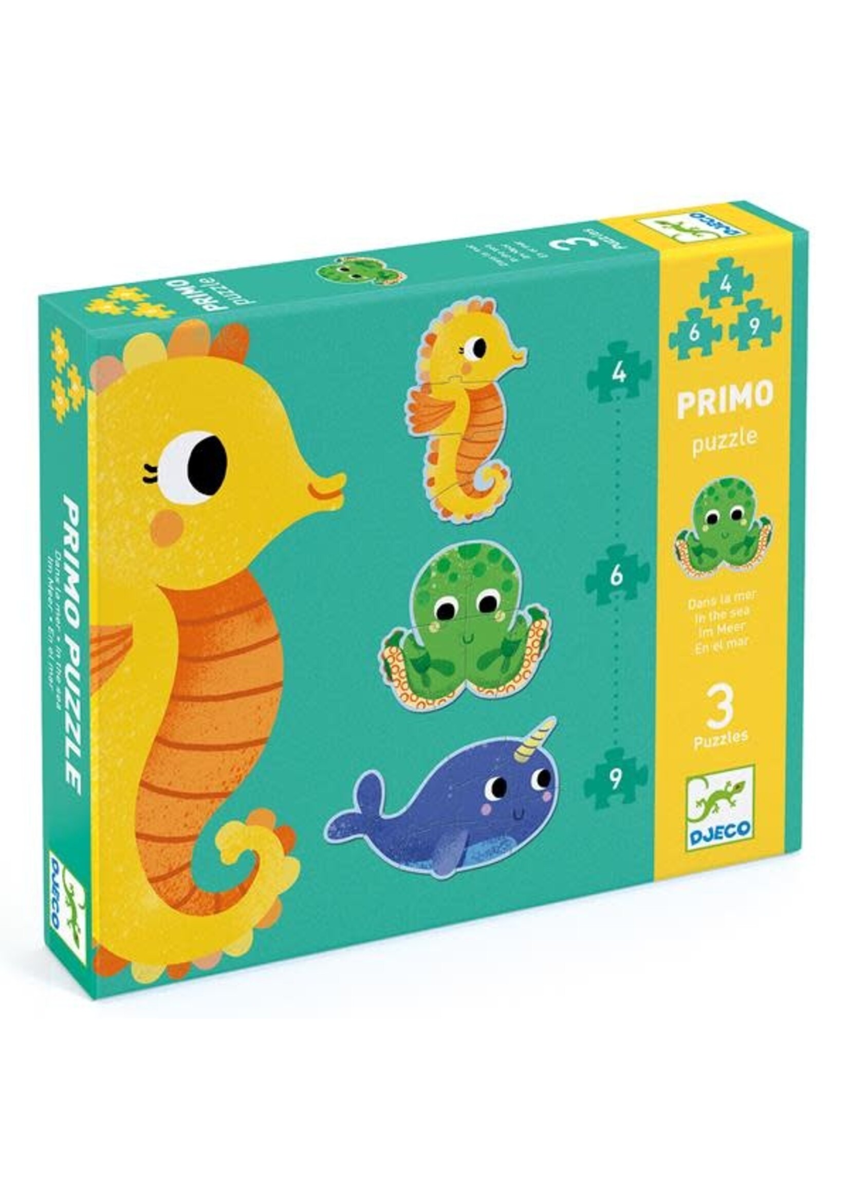 Djeco Djeco 7144 Primo puzzel - In de zee (3 puzzels, 6, 4 en 9 stukjes)