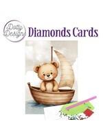 Dotty Designs Diamond Card Teddy beertje in een zeilboot Dotty Design