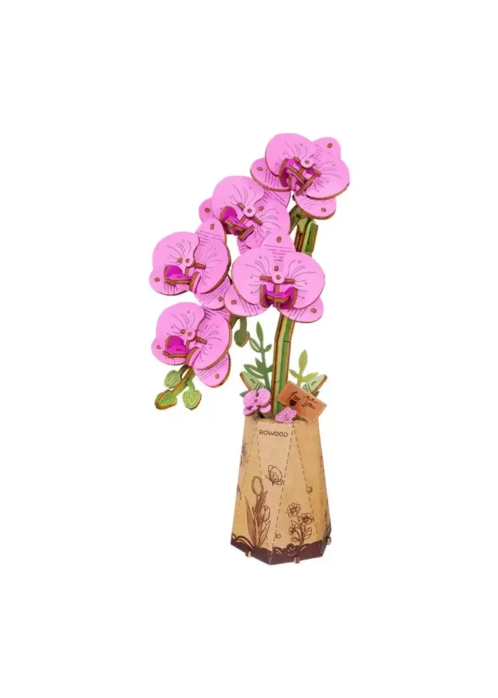 Rowood Robotime 3D Modelbouwpakket, DIY Wooden Flower Purple Moth Orchid
