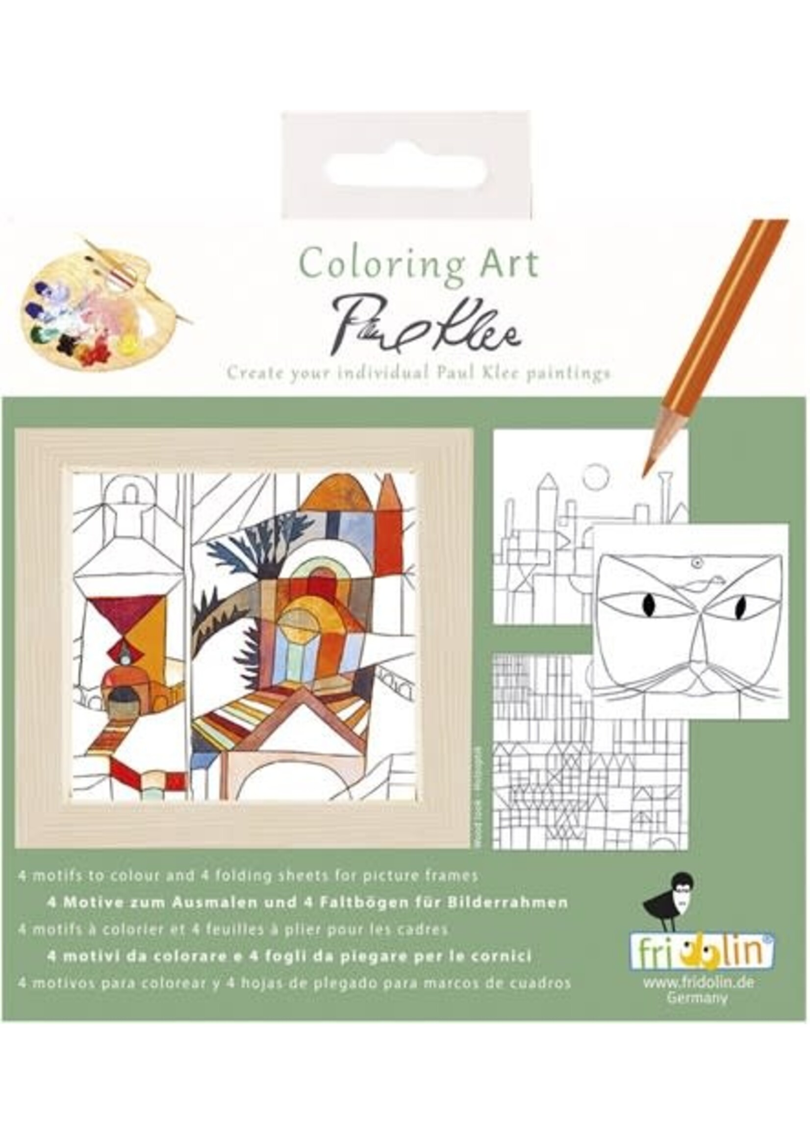 Fridolin Fridolin Coloring Art Kit 4 Kleurplaten met Lijst 15x15 cm