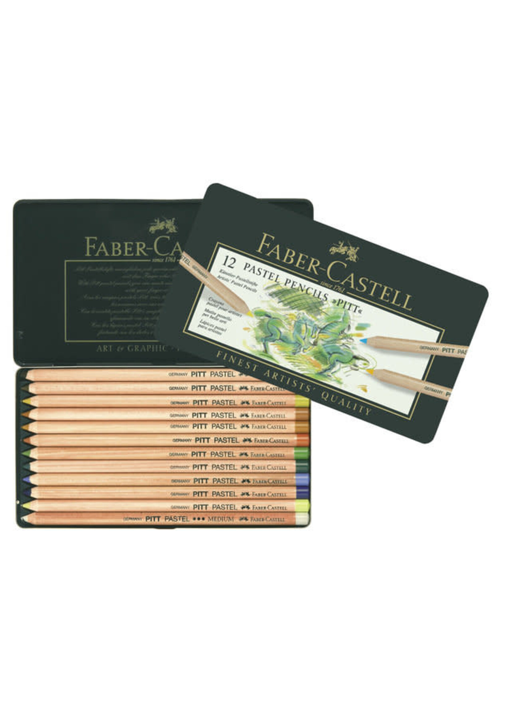 Faber-Castell Pastelpotlood Faber-Castell Pitt metalen etui a 12 stuks