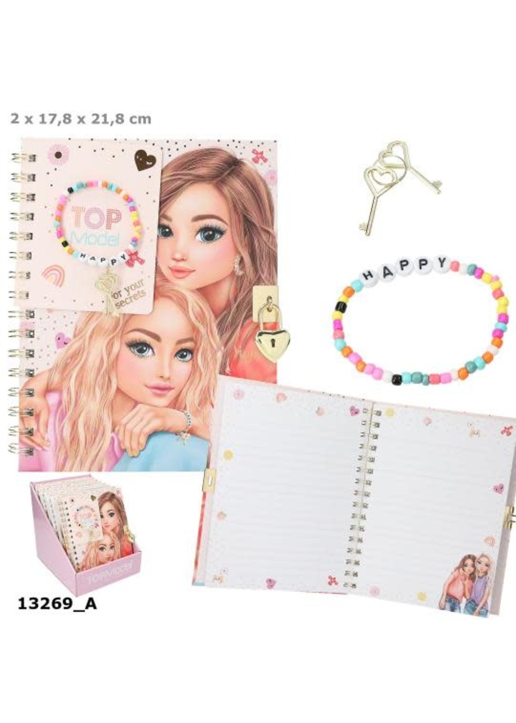 TopModel TOPModel dagboek met slot en armband