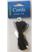 Hobby & crafting Fun Waxed Cotton cord 0.5mm/ 5 meter zwart