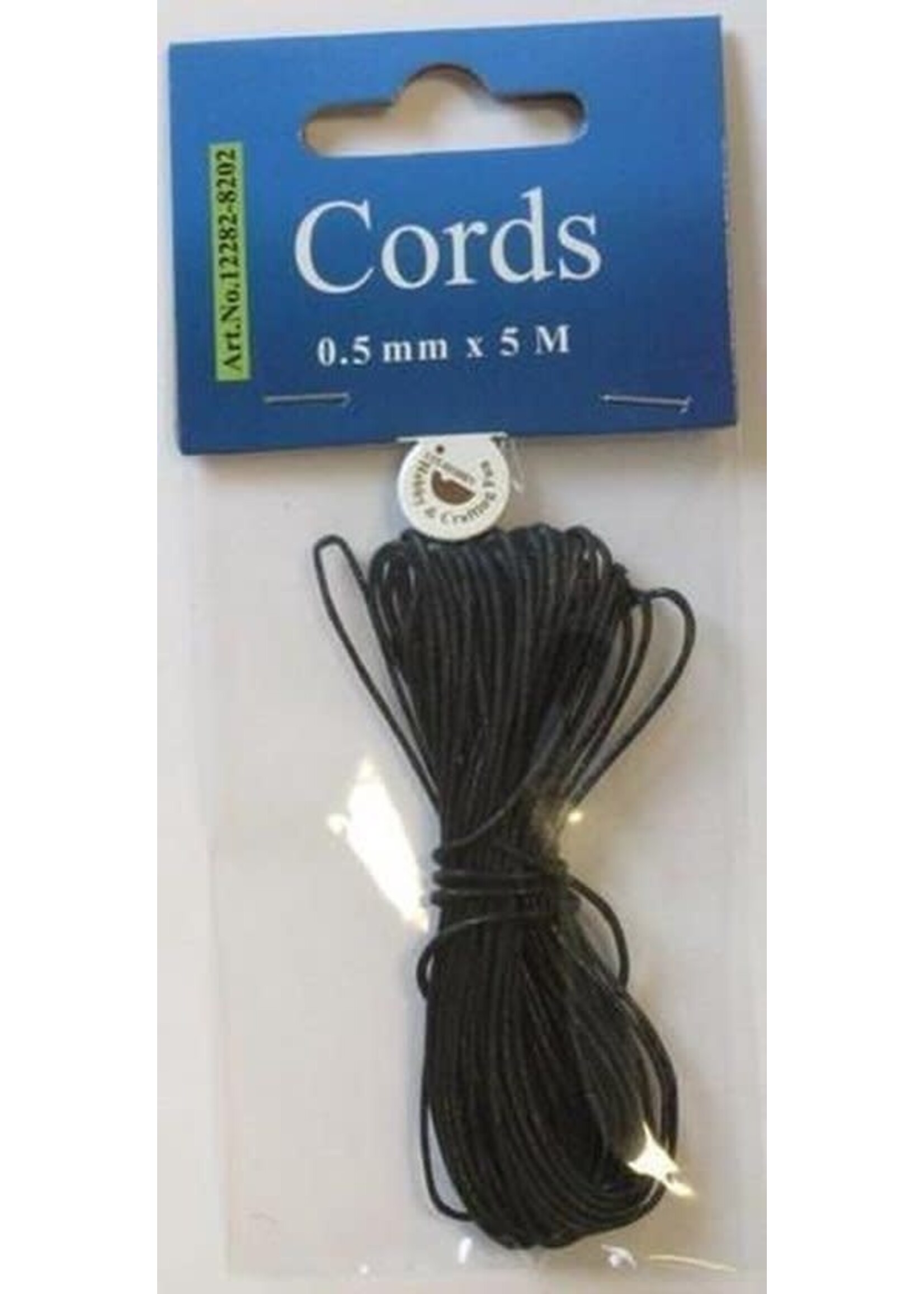 Hobby & crafting Fun Waxed Cotton cord 0.5mm/ 5 meter zwart