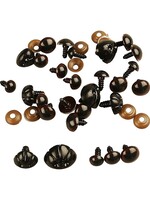 CChobby Teddybeer ogen & neuzen 12, d 10+12,5+15 mm, afm 15+25 mm