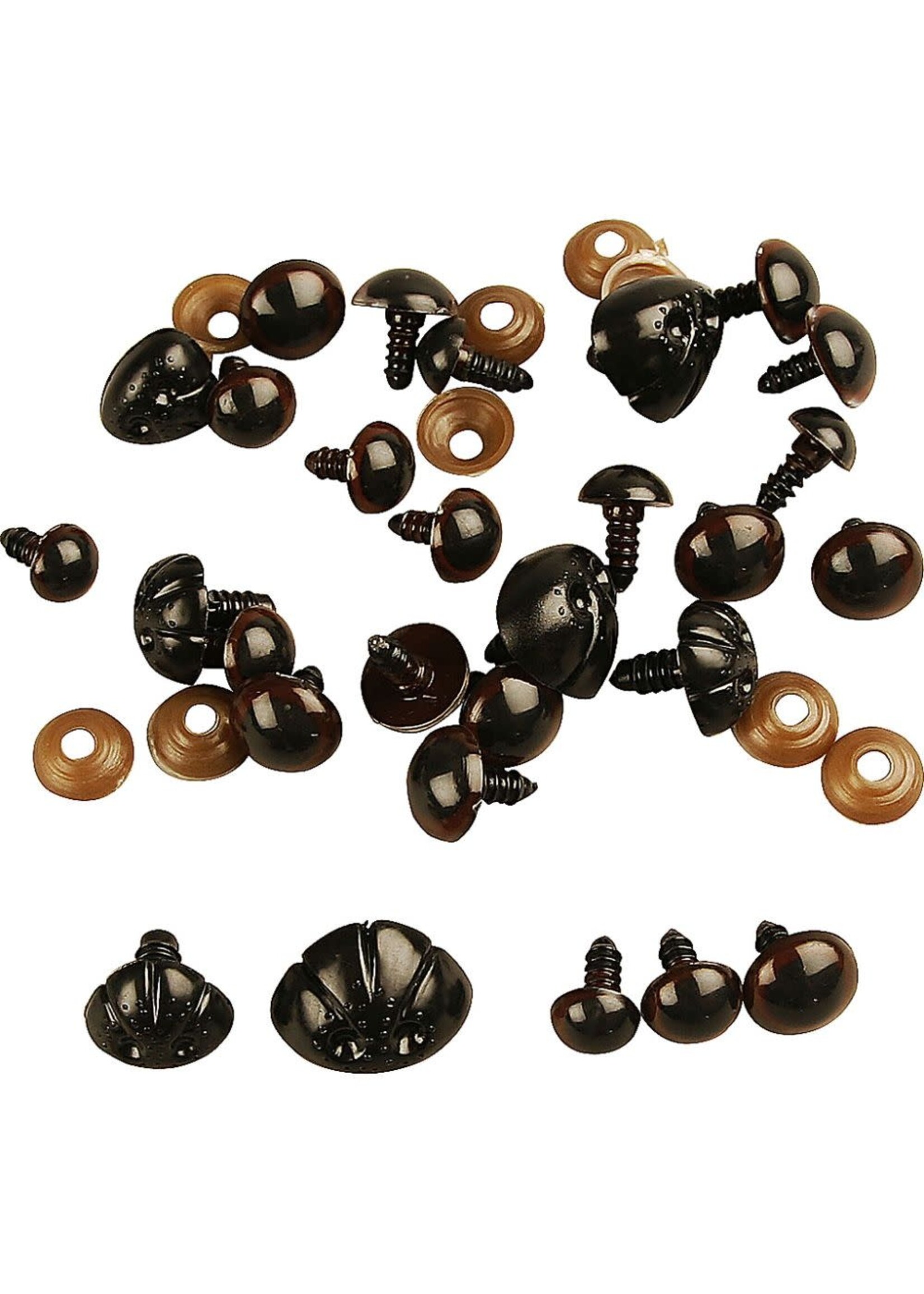 CChobby Teddybeer ogen & neuzen 12, d 10+12,5+15 mm, afm 15+25 mm