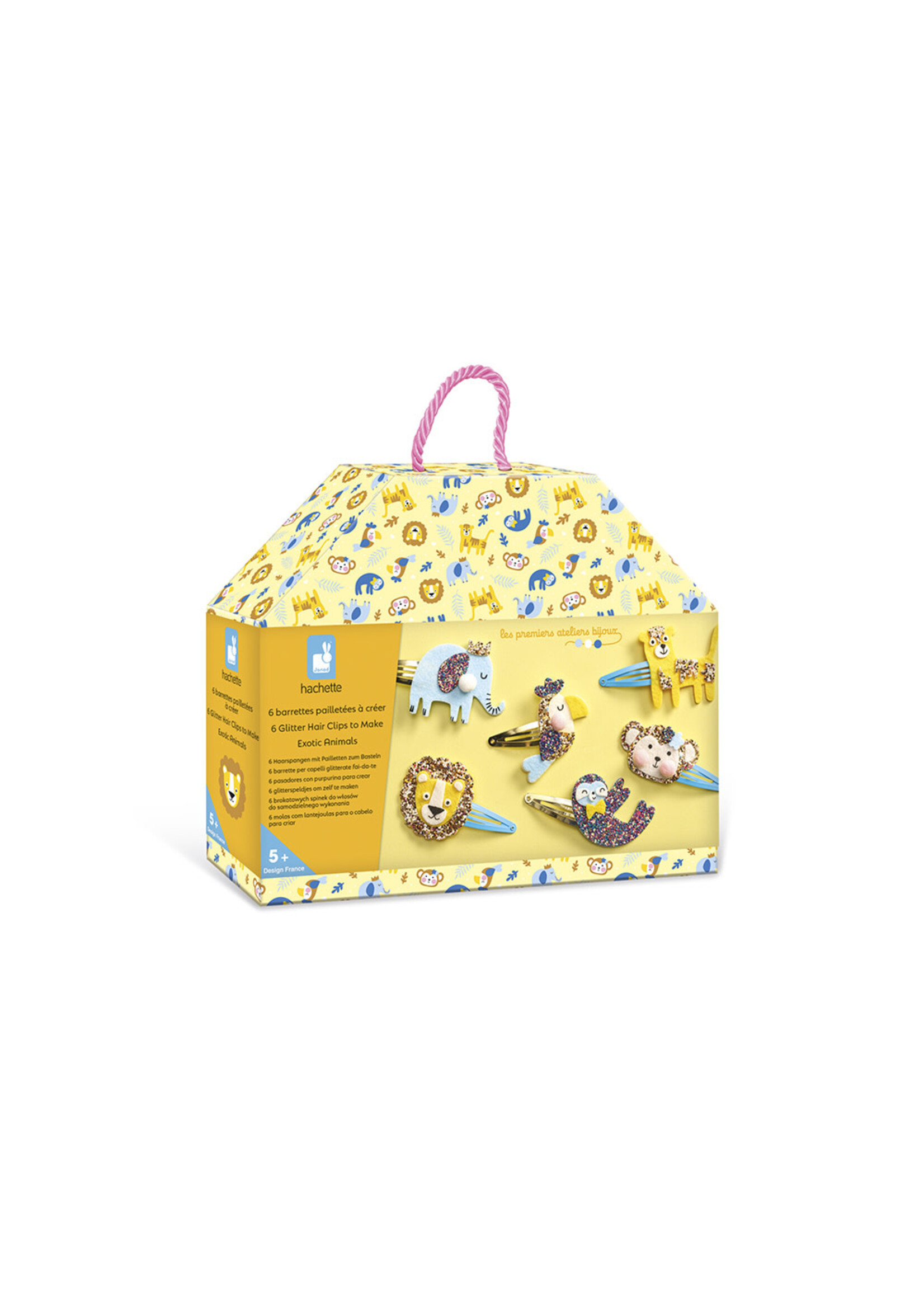 Janod Janod Atelier Bijoux – 6 Haarspeldjes Glitter Exotische Dieren
