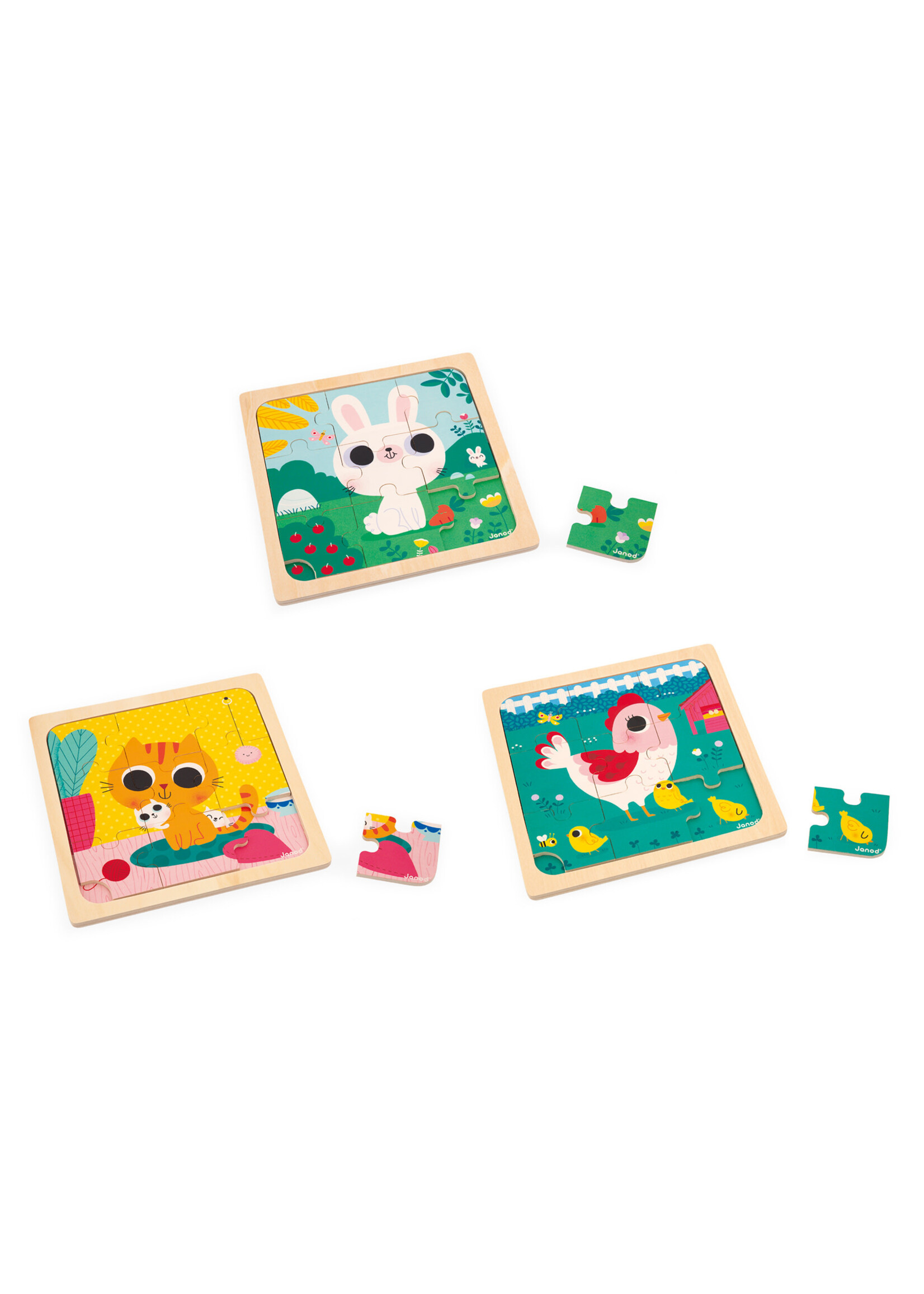 Janod Janod Puzzelset – 3 puzzels met 9 stukken