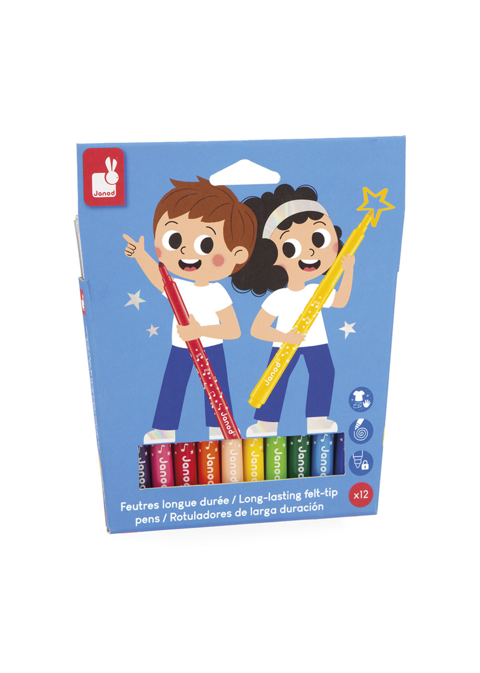Janod Janod Colo – Lang houdbare Viltstiften (12 stuks)