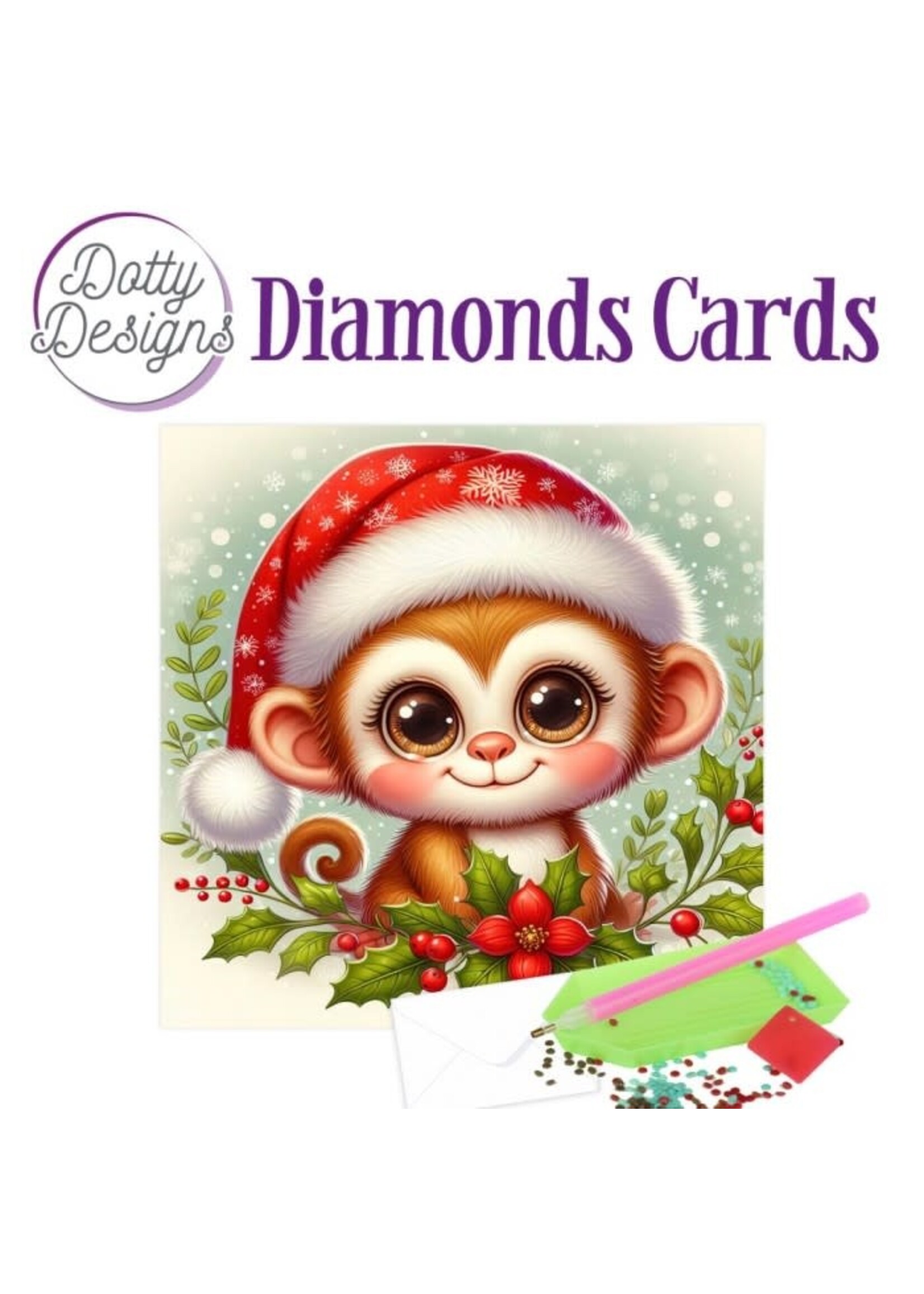 Dotty Designs Dotty Designs Diamond Cards - Christmas Monkey