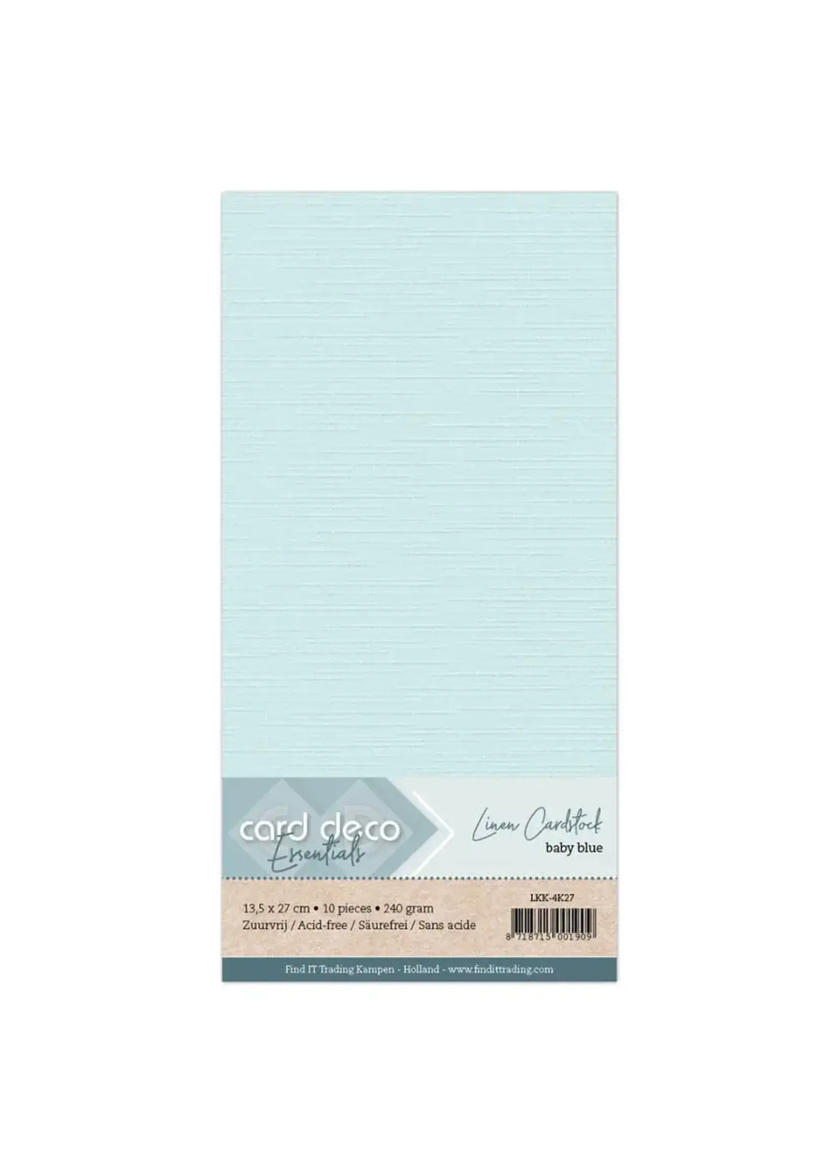 Card deco Card Deco Vierkant Linnenkarton Babyblauw