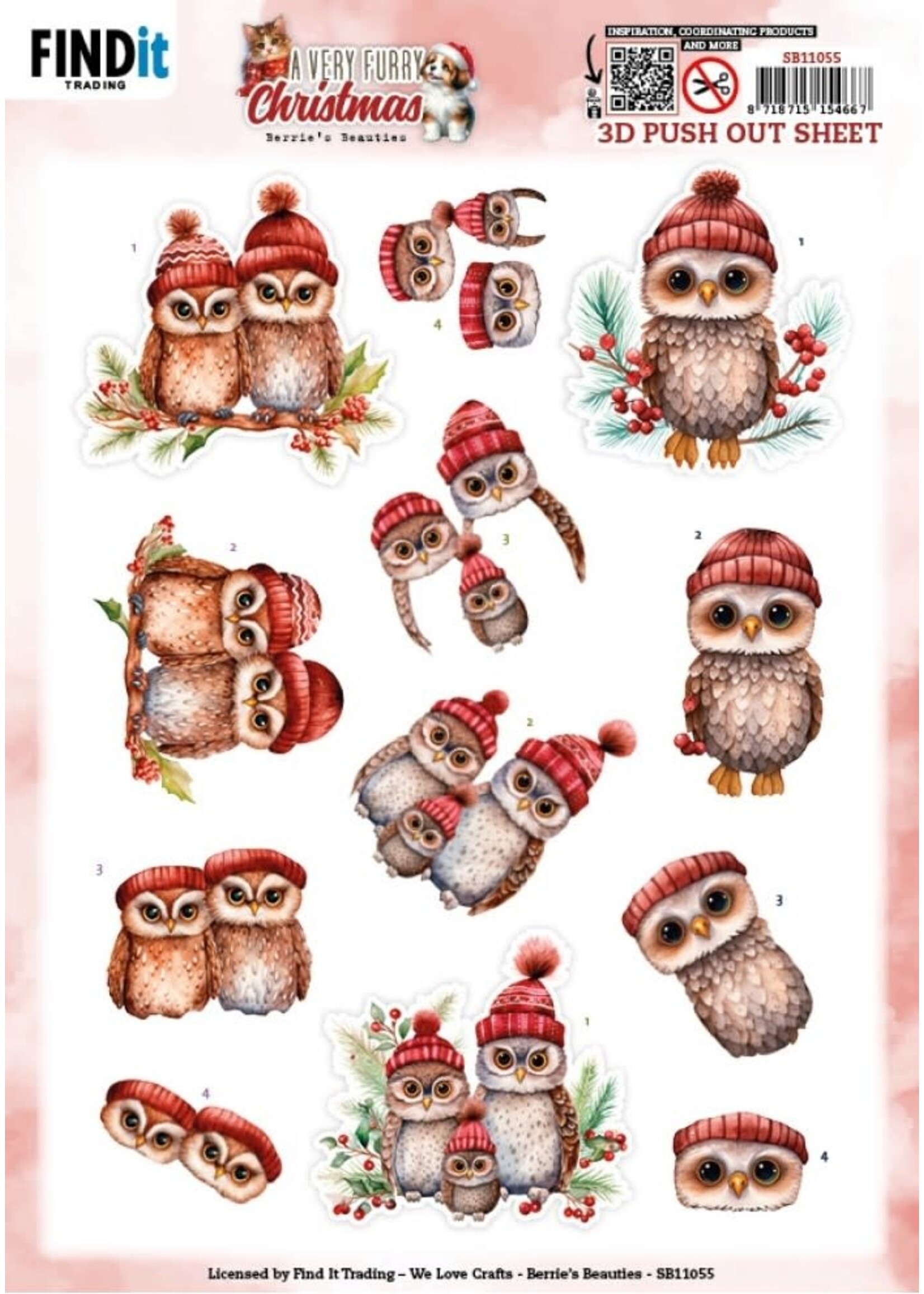 find it 3D Pushout Sheet - Berries Beauties - A Very Furry Christmas - Owl