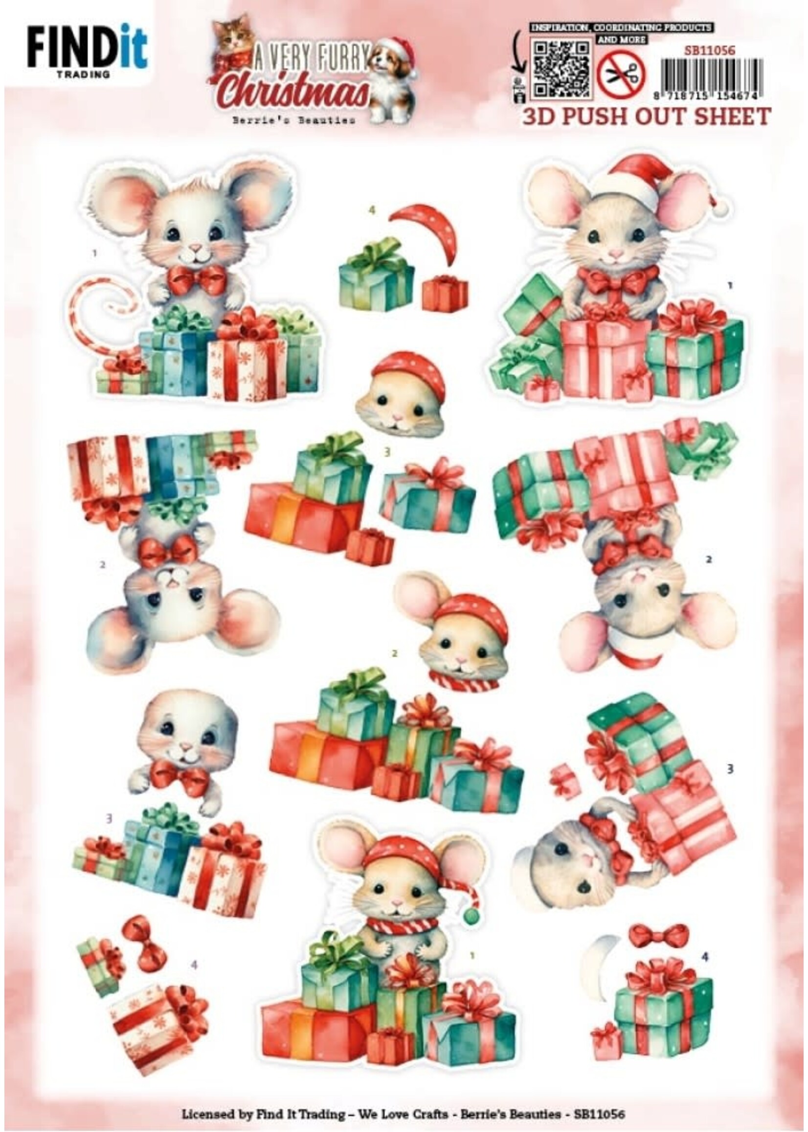 find it 3D Pushout Sheet - Berries Beauties - A Very Furry Christmas - Mouse