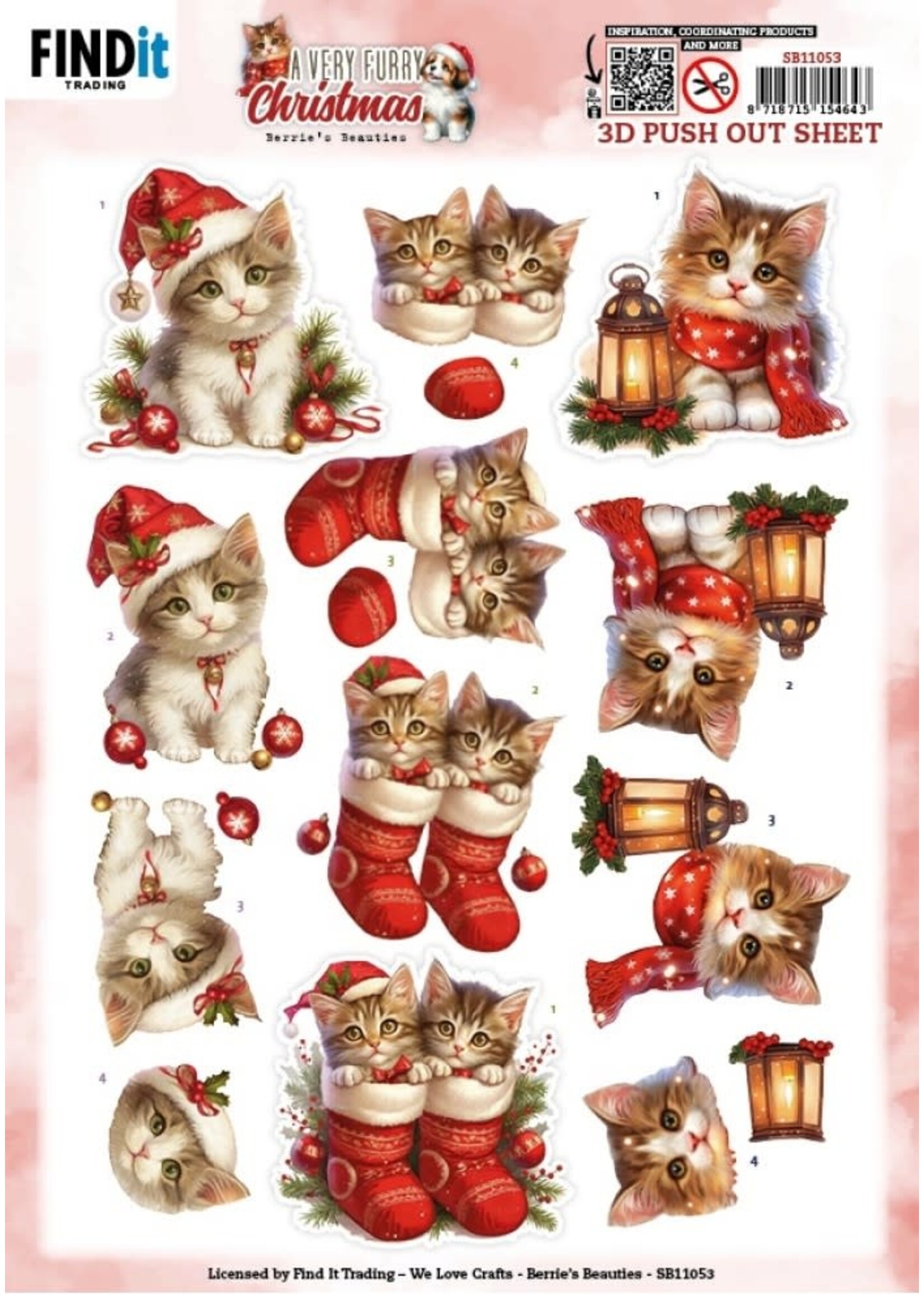 find it 3D Pushout Sheet - Berries Beauties - A Very Furry Christmas - Kitten
