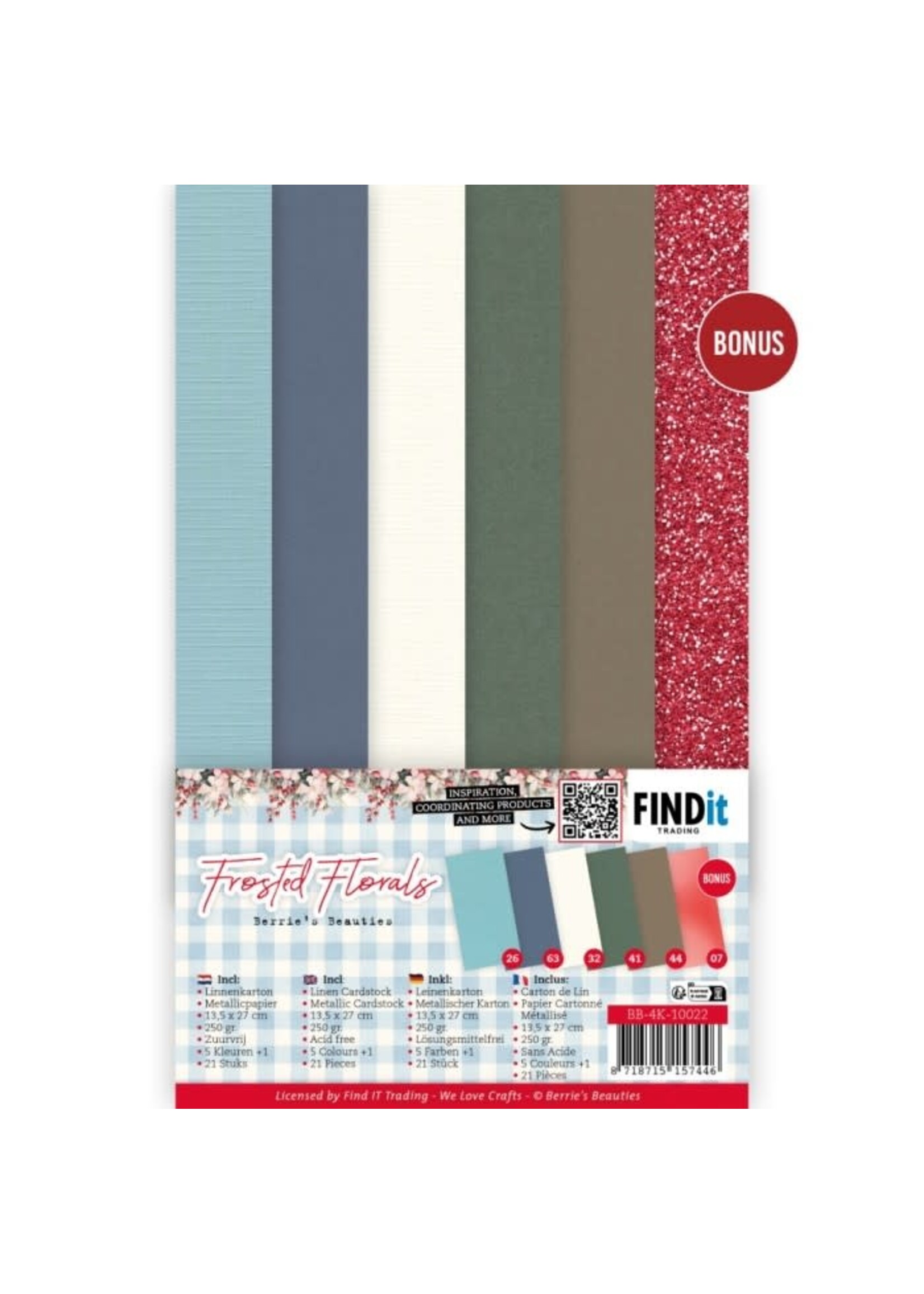 Find it Trading Linen Cardstock Pack - Berries Beauties - Frosted Florals - 4K