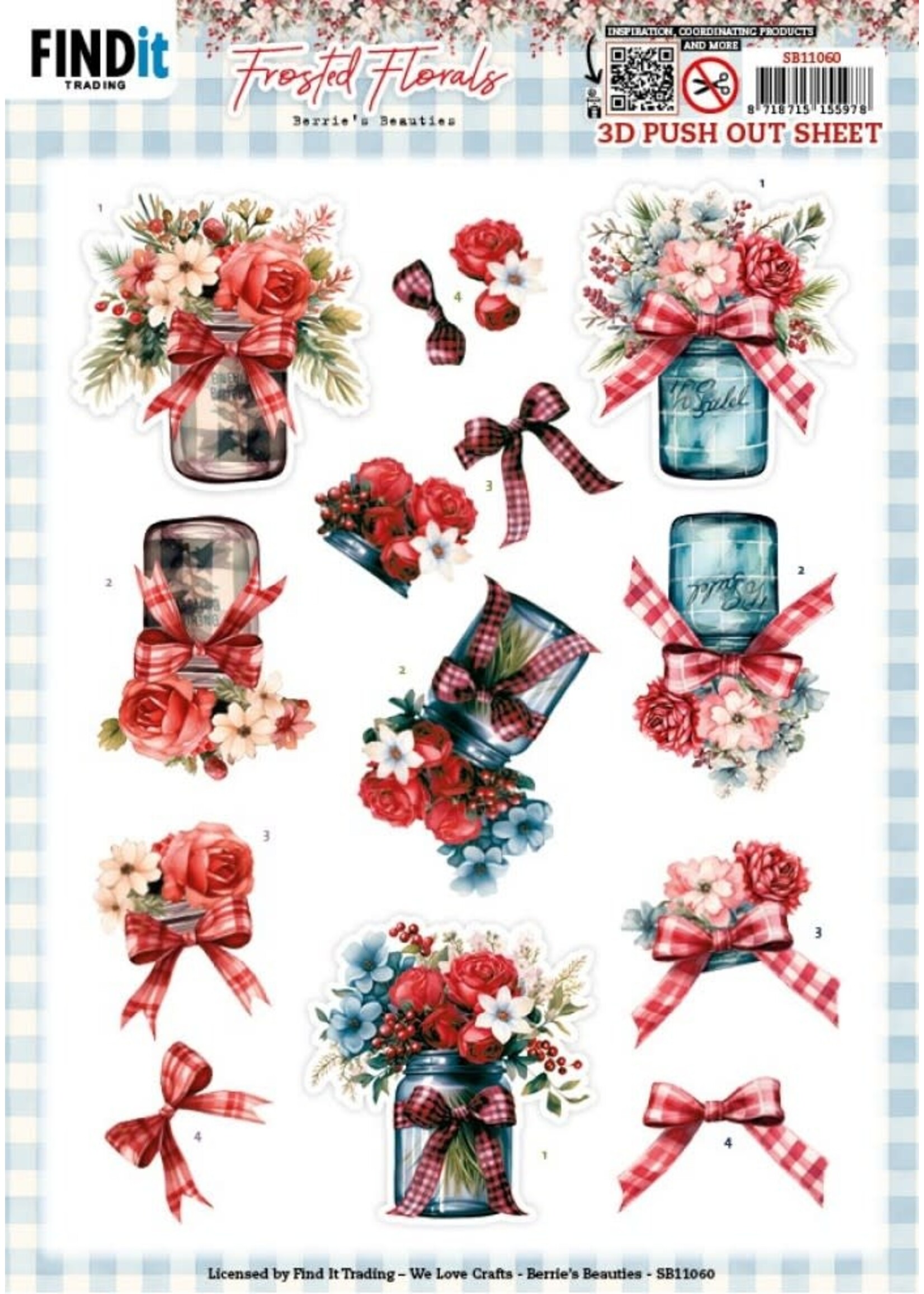 find it 3D Pushout Sheet - Berries Beauties - Frosted Florals - Vase