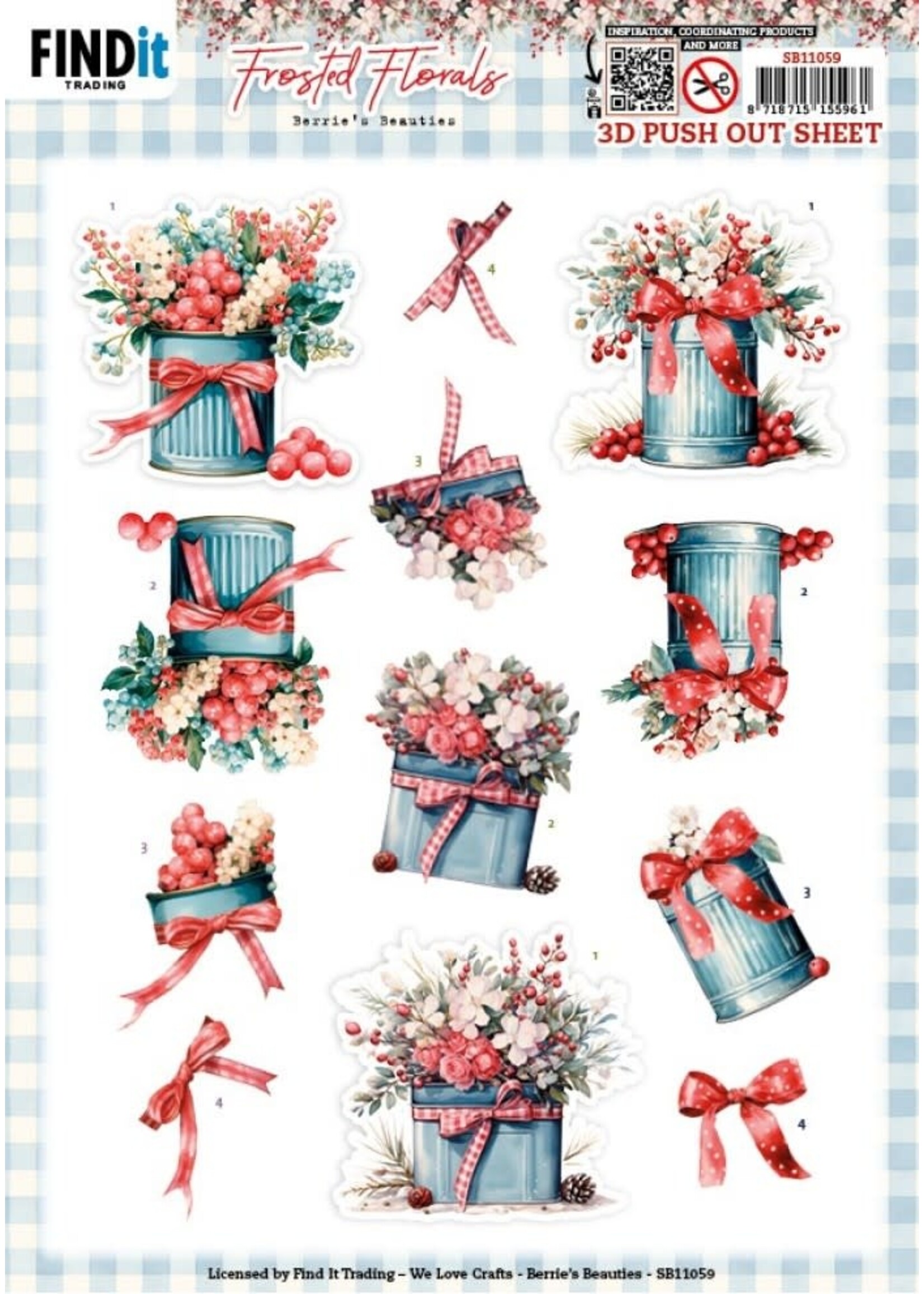 find it 3D Pushout Sheet - Berries Beauties - Frosted Florals - Tin
