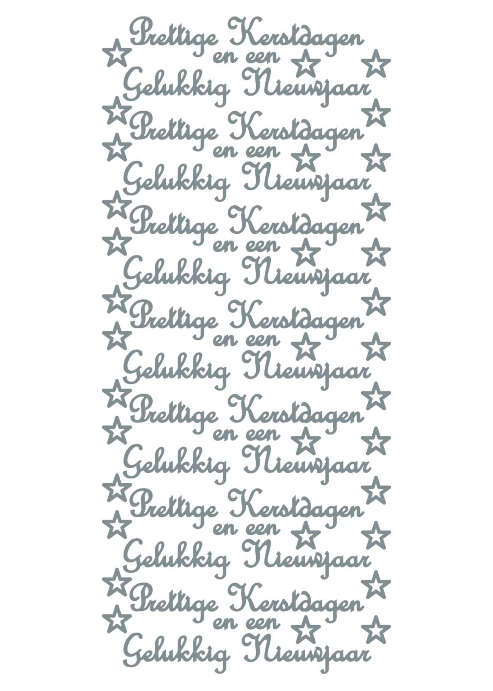 Find it Trading Sticker Prettige kerstdgn./gelukkig nieuwjaar Silver