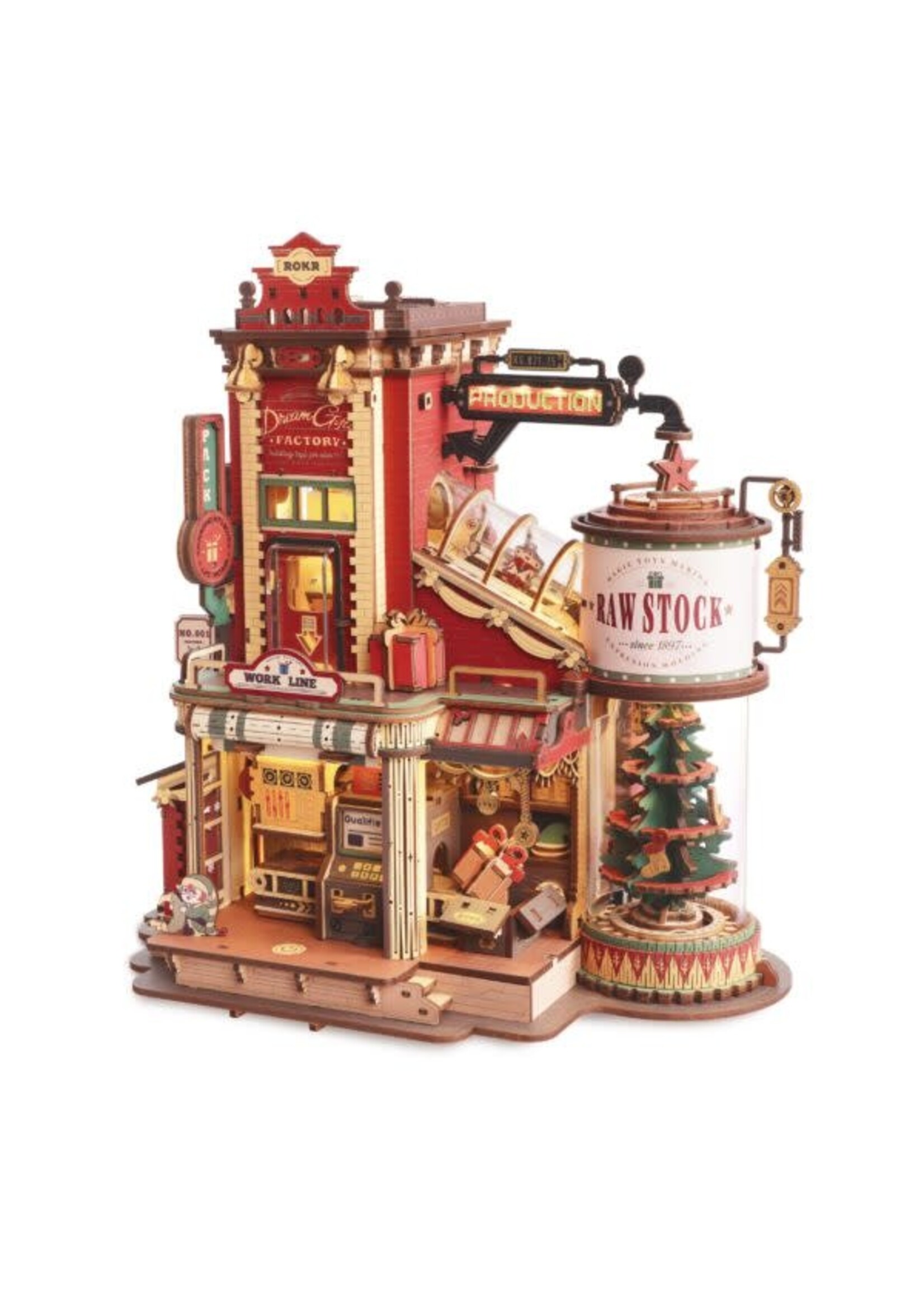 Rokr Robotime,Kerst DIY Dream Gift Factory, EAB01, 24,4×16,3×25,6 cm