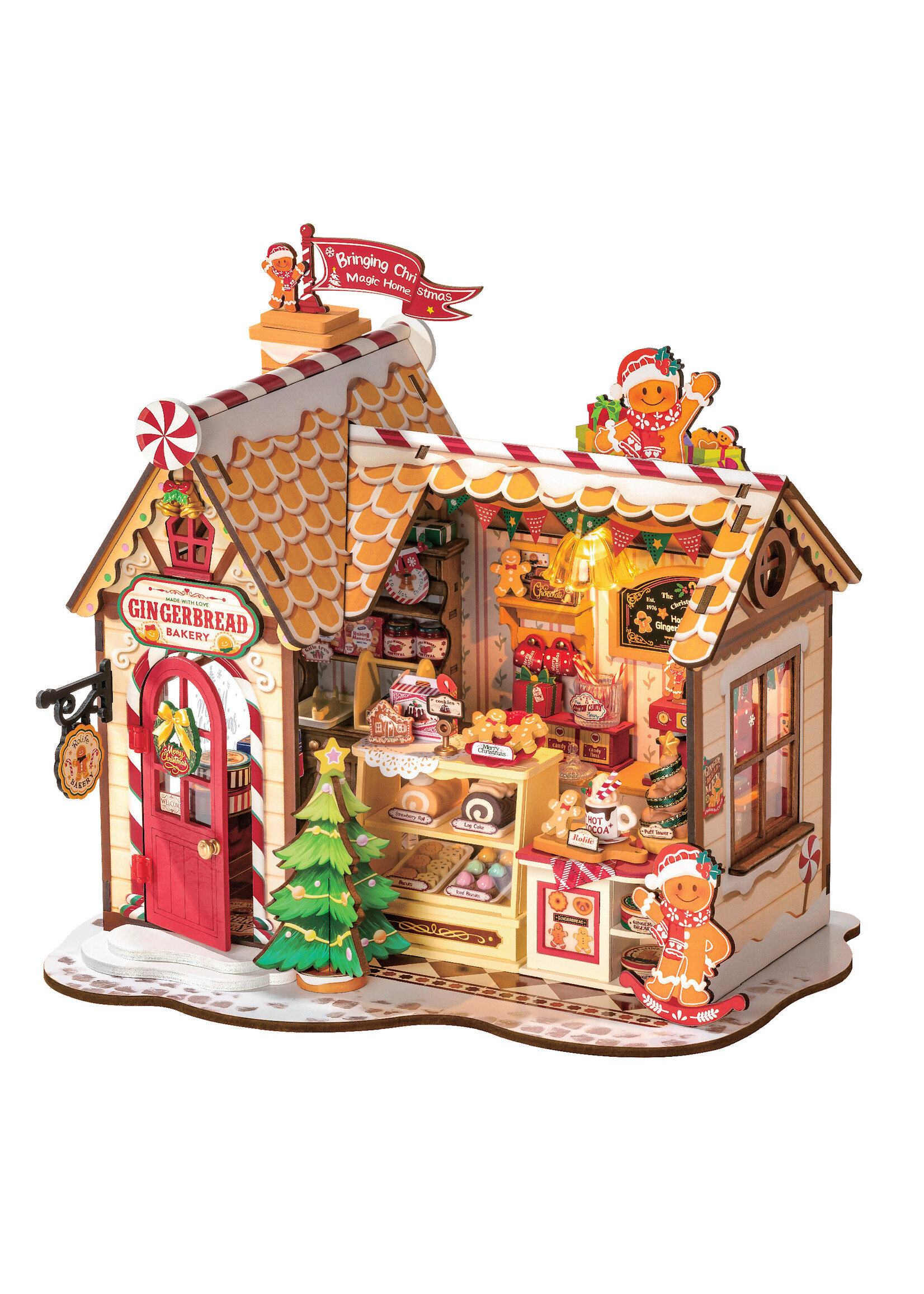 Robotime Robotime DIY Kerst , Gingerbread House, DIY Miniatuurhuis, DG176, 23,5×17,5×22 cm