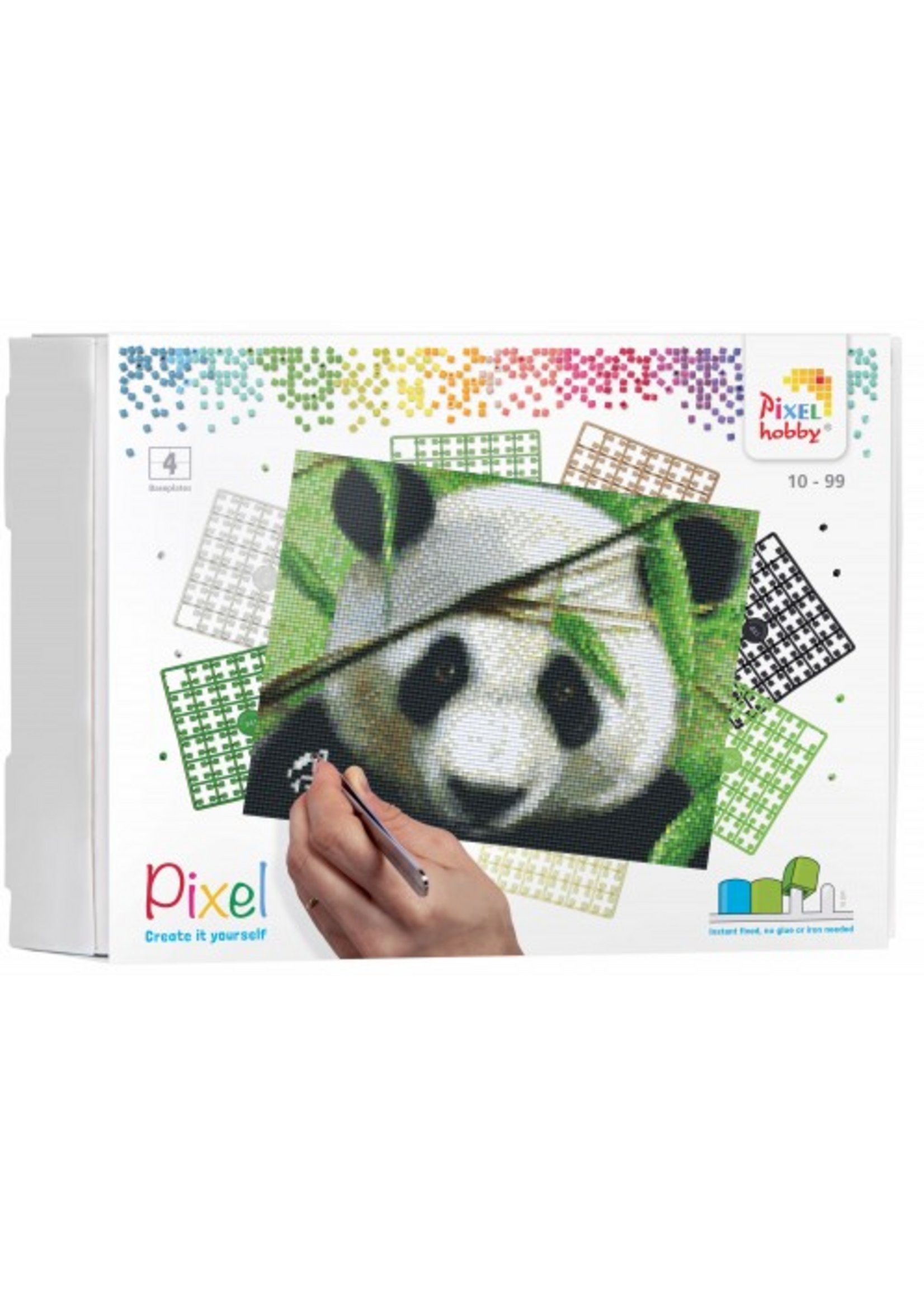 Pixel Pixelhobby lit 4 basisplaten met ongeveer 100 pixelmatjes panda
