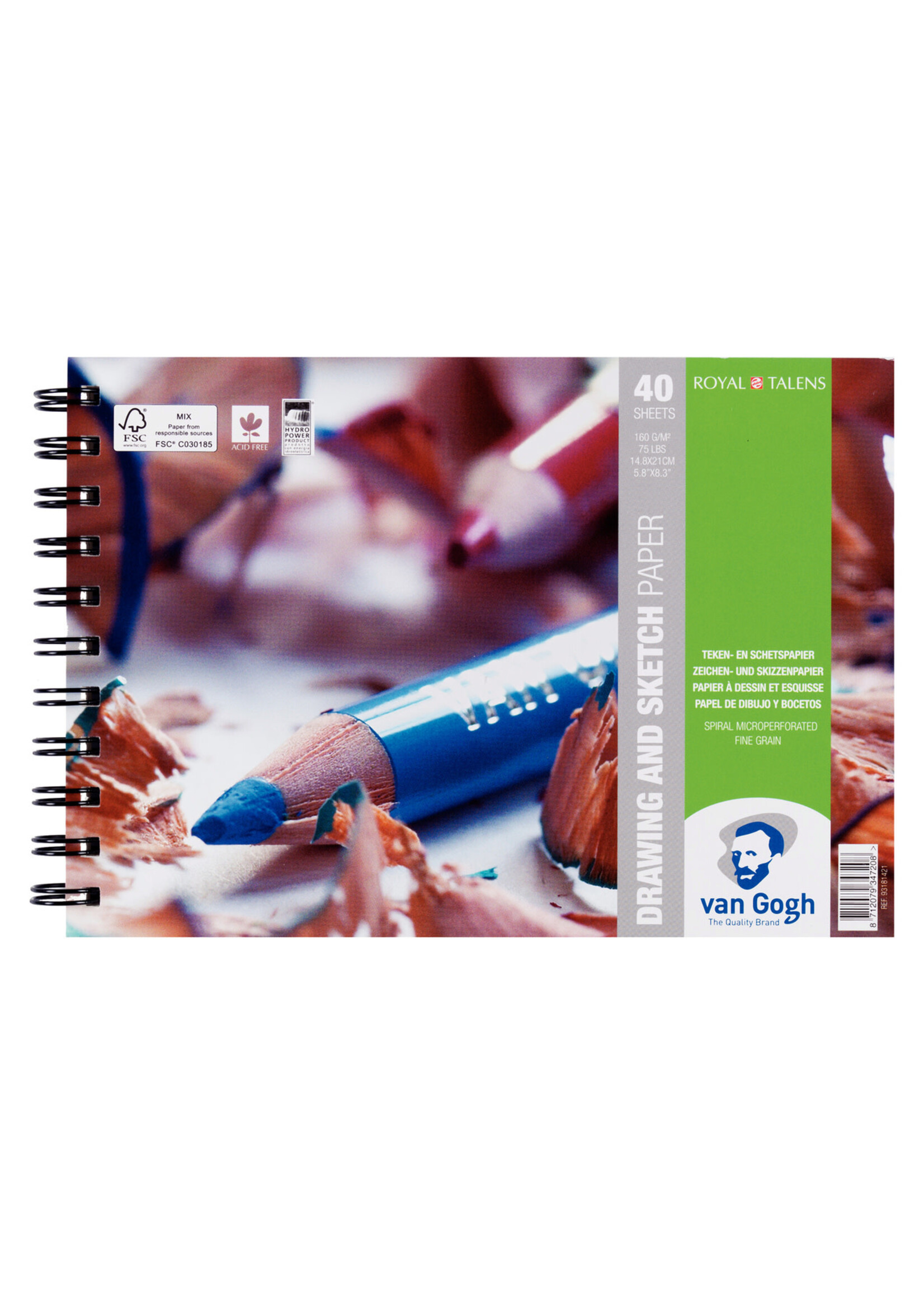 VAN GOGH Van Gogh Spiraalgebonden blok met teken- en schetspapier 40 vellen 160 g formaat 21 x 14,8 cm (A5)
