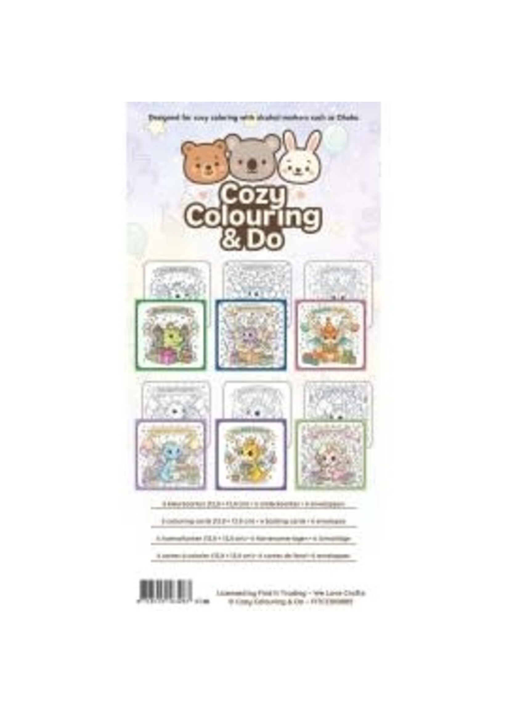 find it Cozy Colouring Cards Set - Dragon Party
