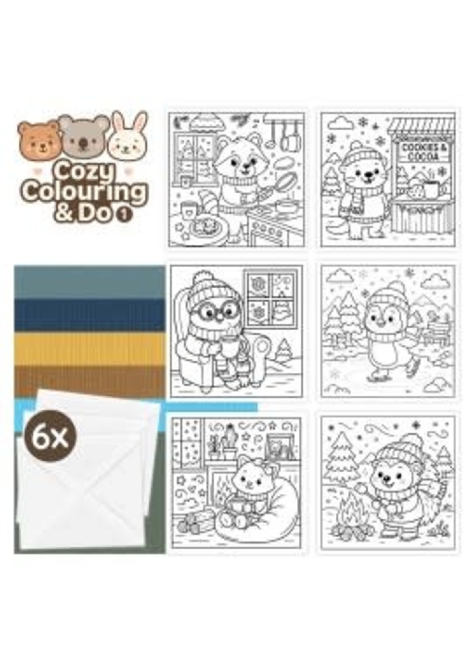 find it Cozy Colouring Cards Set - Winter Friends