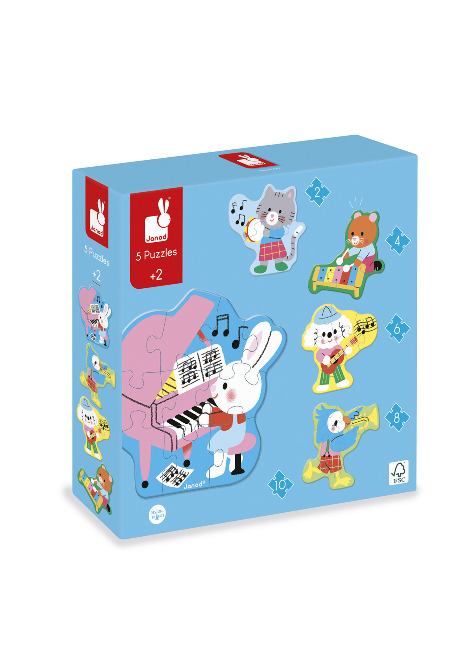 Janod Janod Puzzel – 5 formaten puzzels Muziek