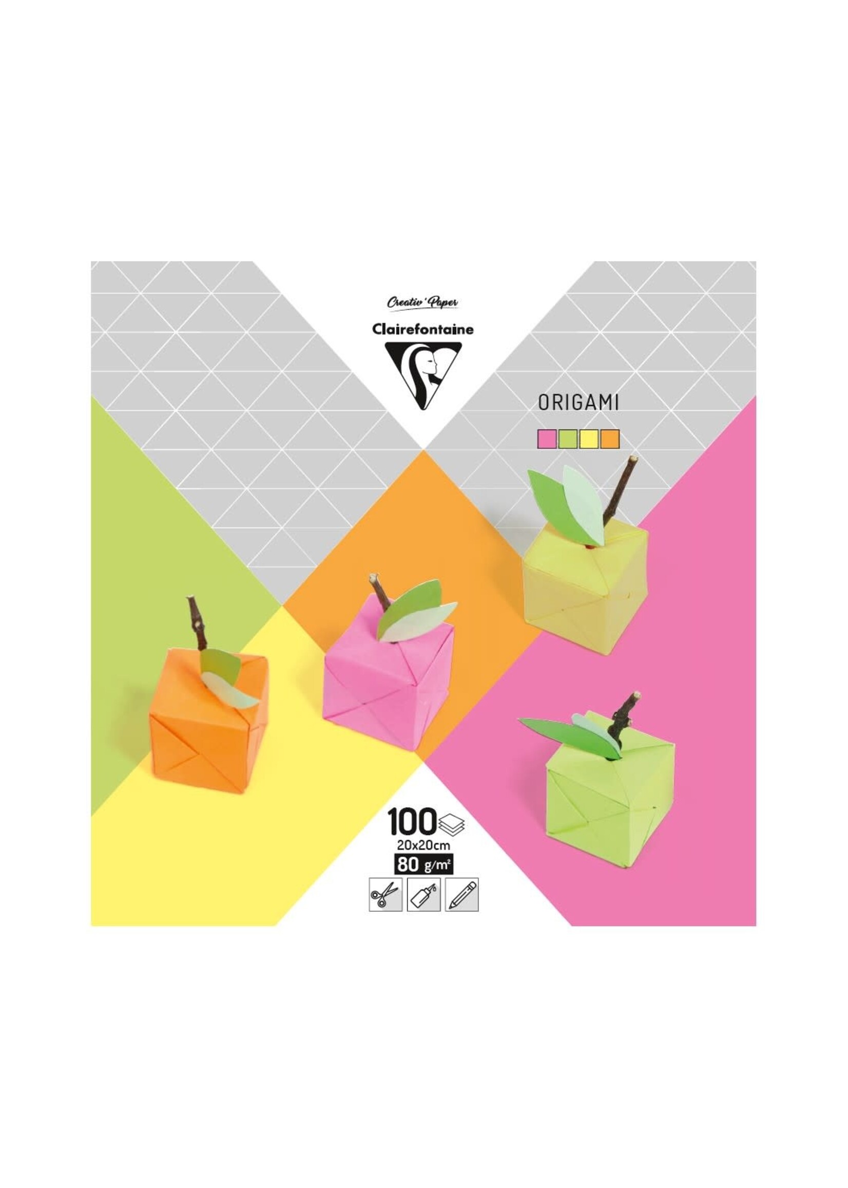 ClaireFontaine ClaireFontaine Origami vellen 20x20 Neon Kleuren