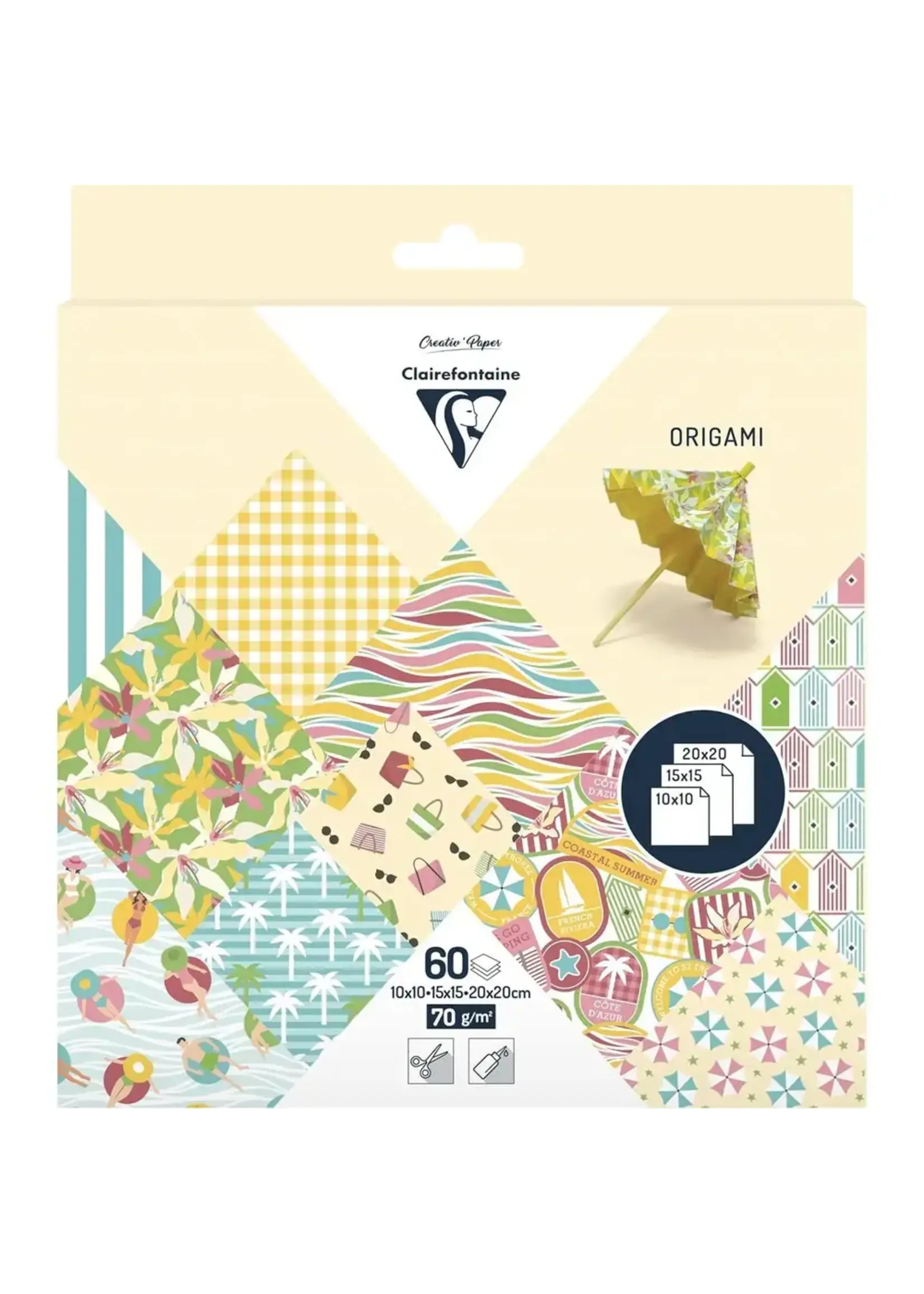 ClaireFontaine ClaireFontaine Origami vellen 20x20 Franse Riviera