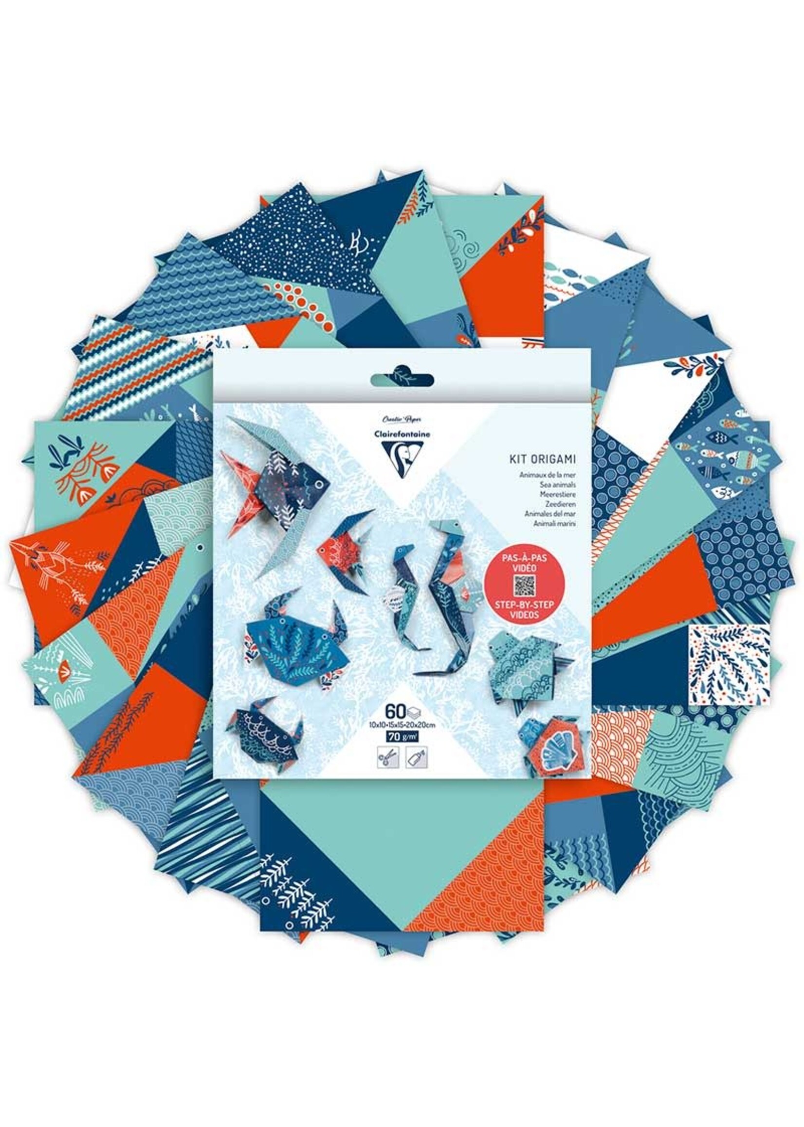 ClaireFontaine ClaireFontaine Origami vellen 20x20 Zeefauna