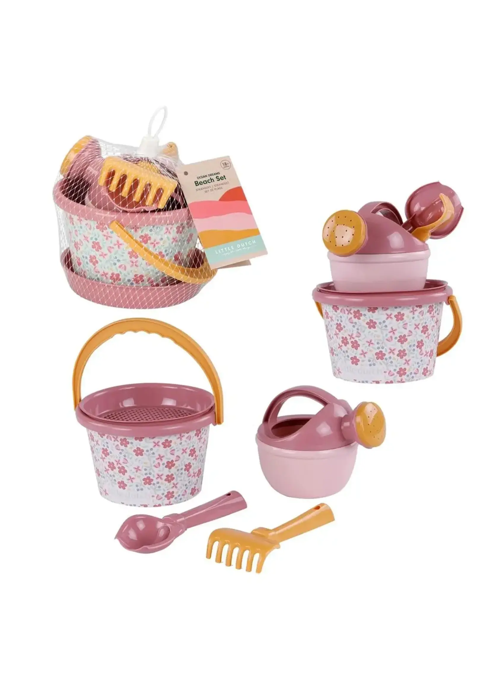 Little Dutch Little Dutch Pink Flower Strandset 9,5cm 5 dlg