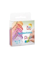 Pixel Set van 5 medallions & 5 color cords Roze oranje transparant