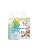 Pixel Set van 5 medallions & 5 color cords Groen blauw Transparant
