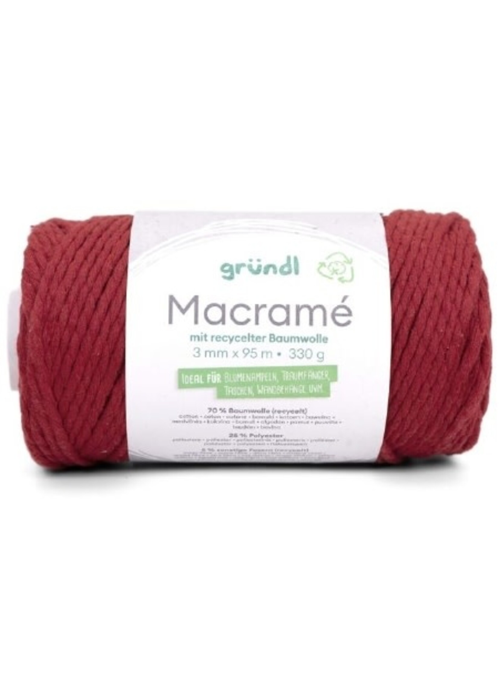 Grundl Grundl 4889-07 Macrame garen 3mm 330gram Rood