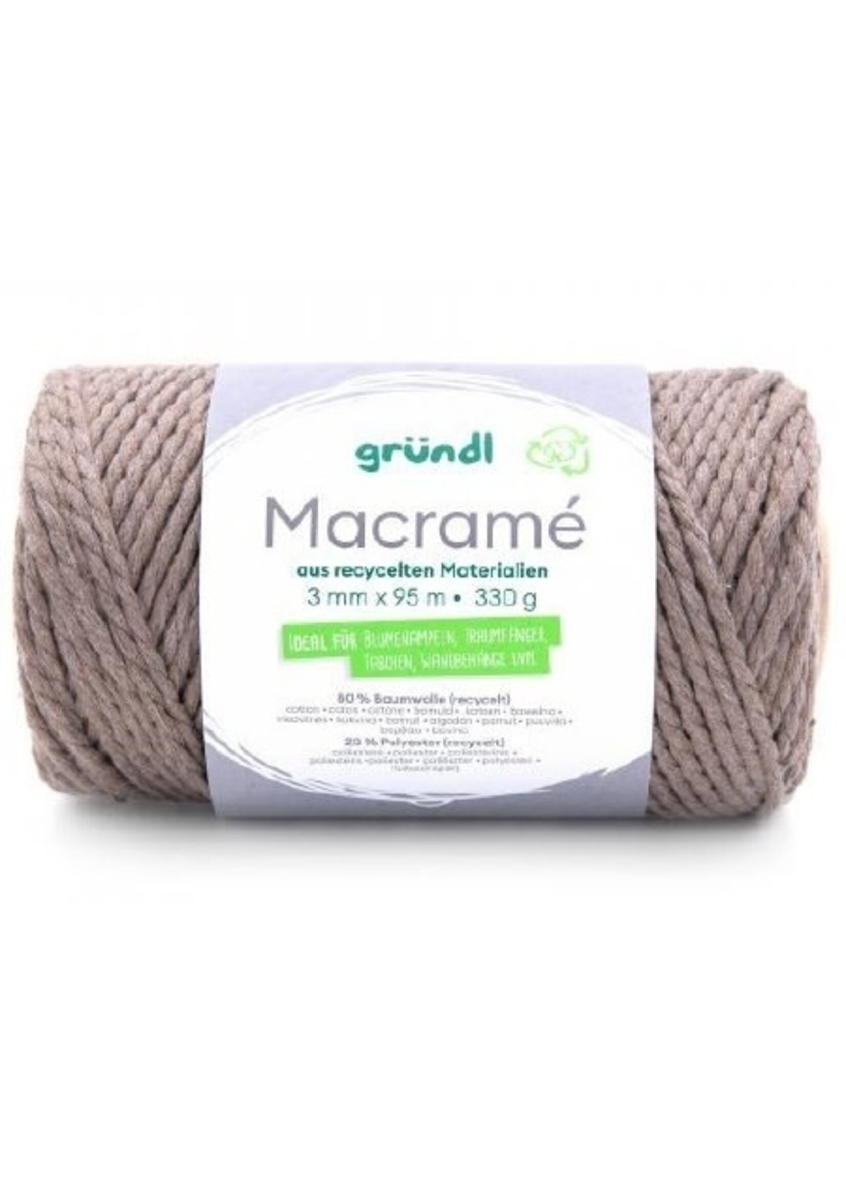 Grundl Grundl 4889-05 Macrame garen 3mm 330gram Donker Beige
