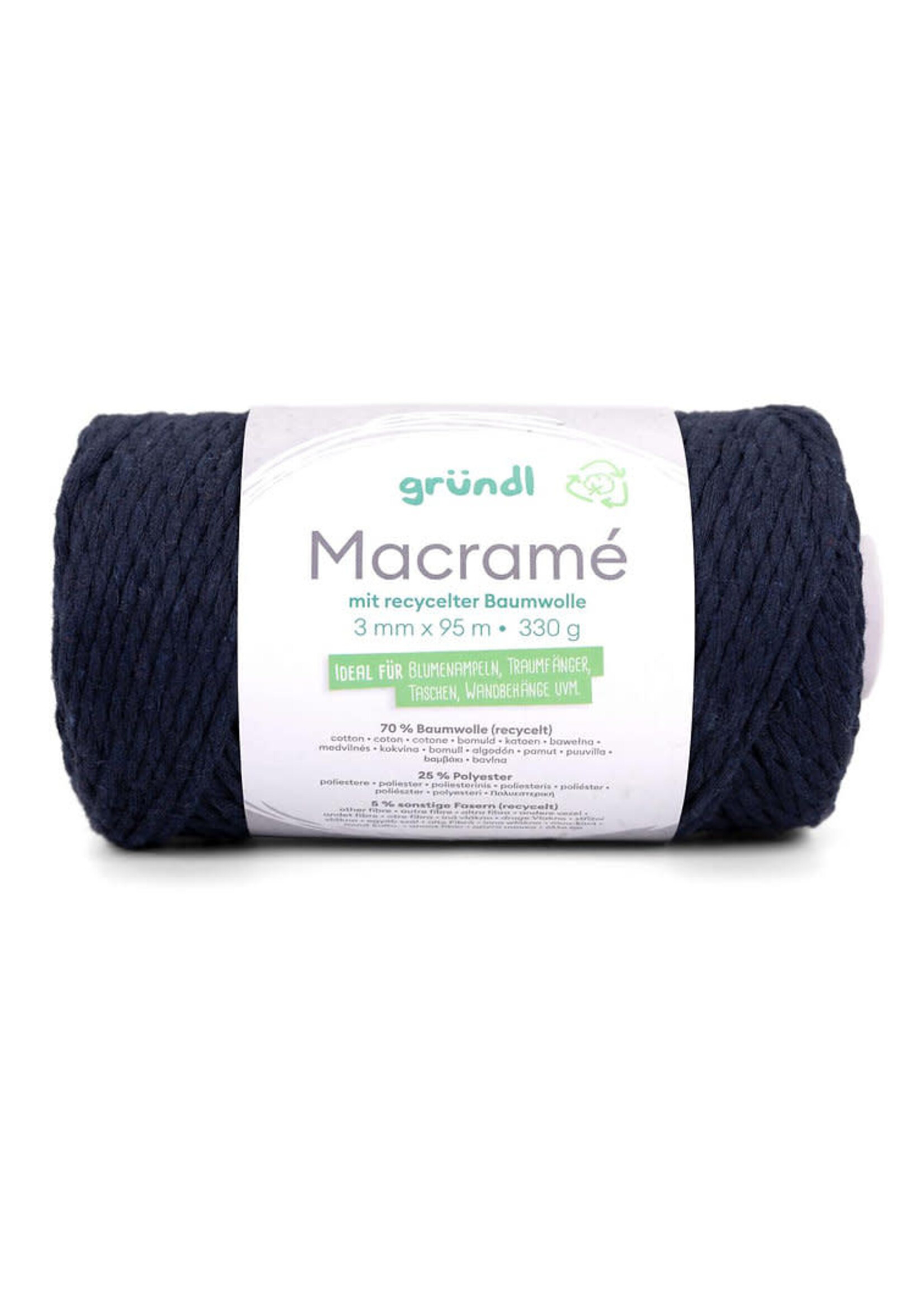 Grundl Grundl 4889-08 Macrame garen 3mm 330gram Blauw