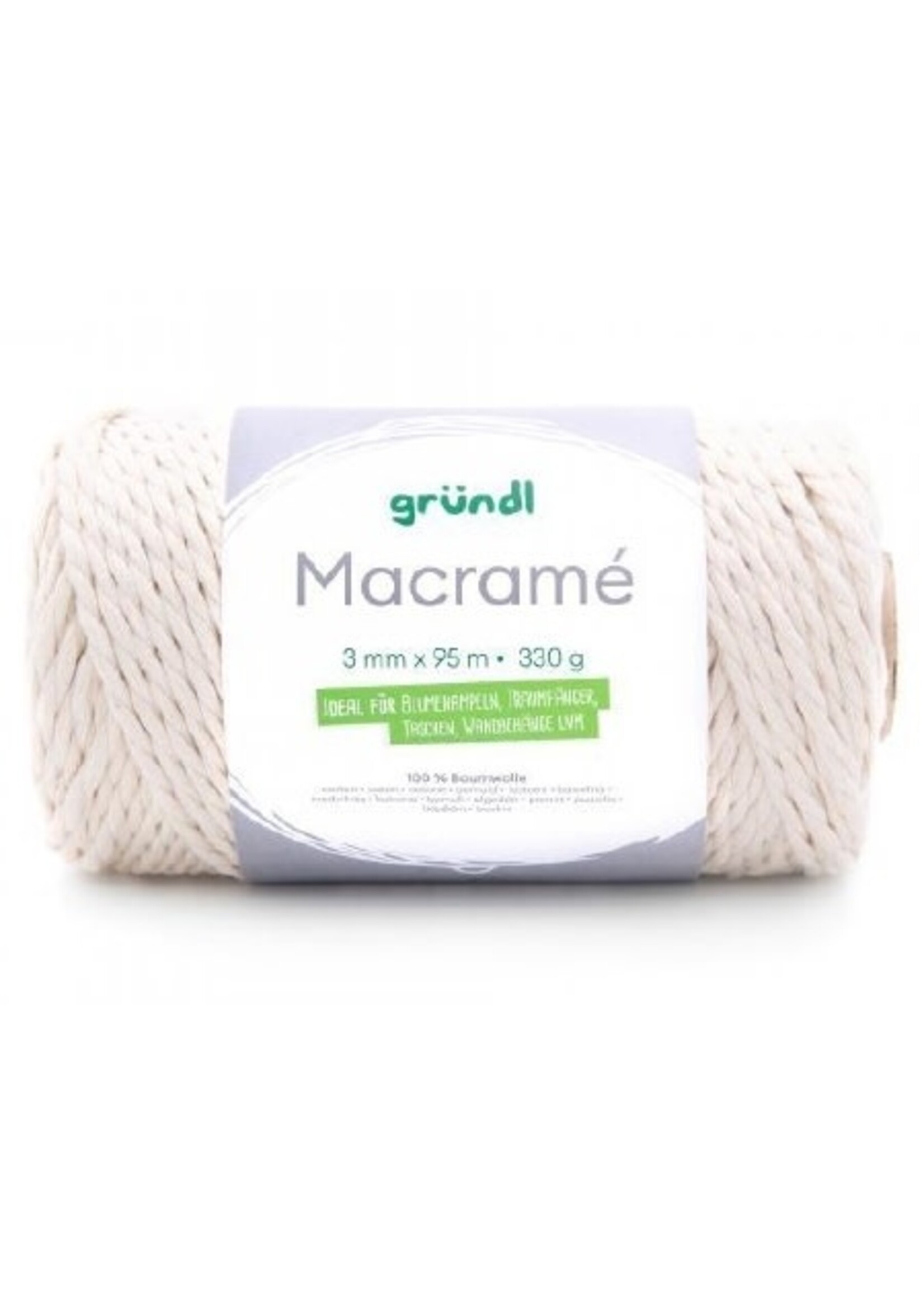 Grundl Grundl 4889-01 Macrame garen 3mm 330gram Natuur/Ecru