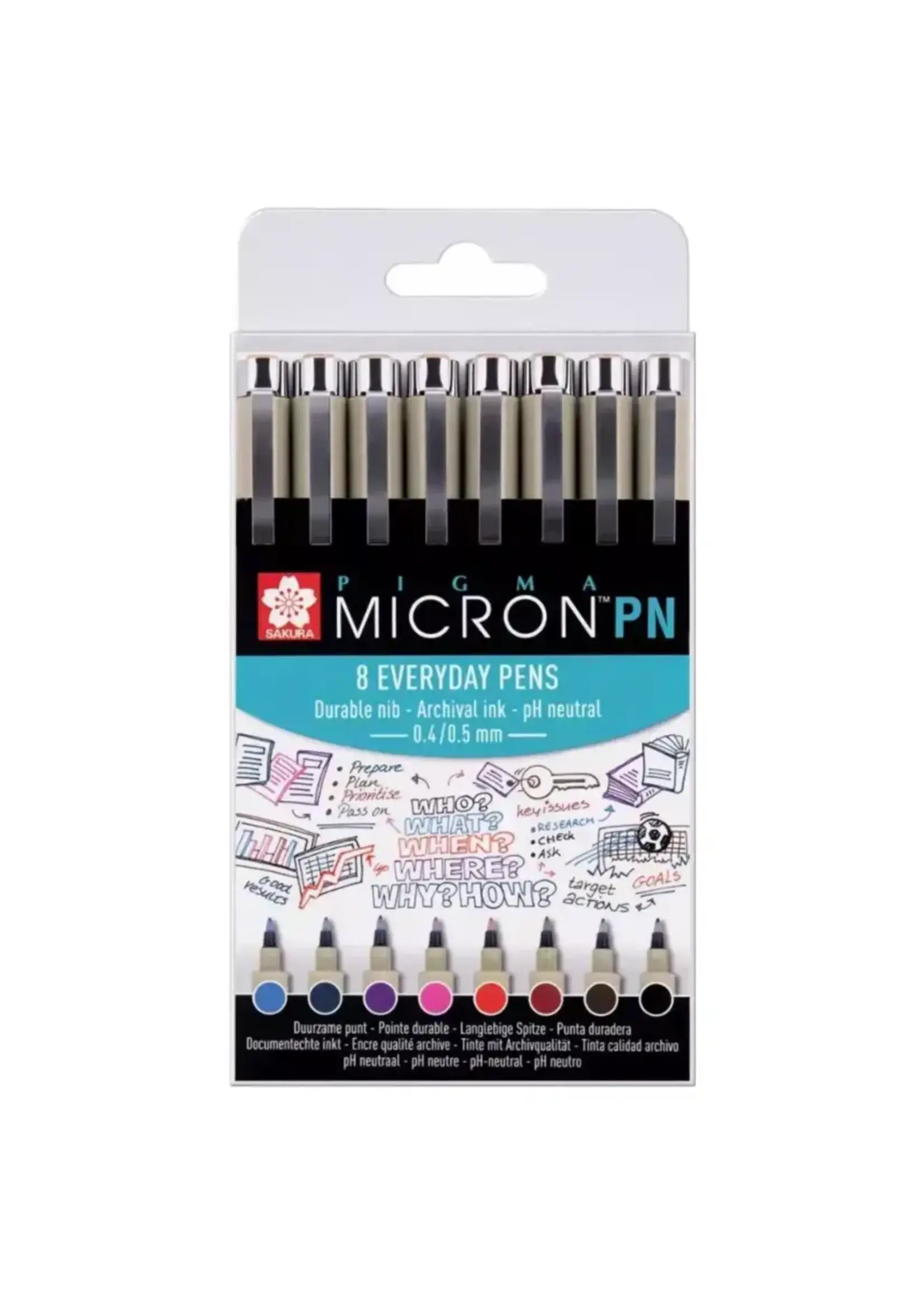 SAKURA Sakura Pigma Micron PN-set 8 verschillende kleuren